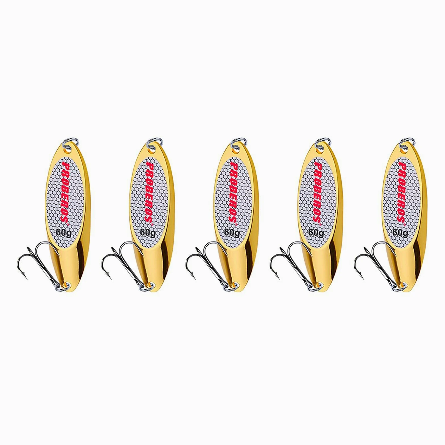 Qianly 5 Piezas Señuelos Cucharas de Pesca de Metal Resistente Al Óxido Cebo Artificial de Triple Anzuelos Suministros de Pesca Accesorios para Pescadores Ad