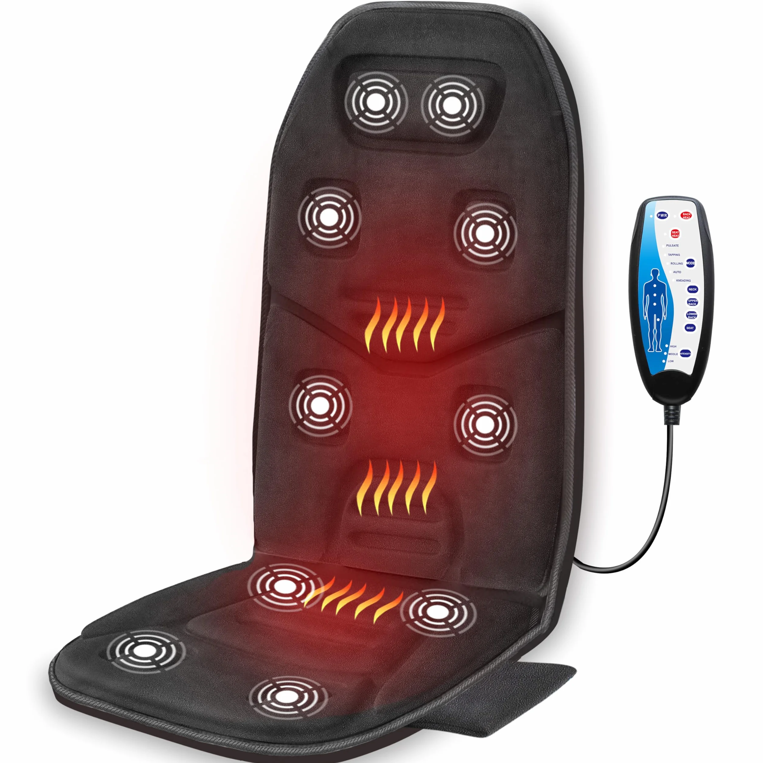 COMFIER Asiento de Masaje Eléctrico 10 Motores Vibrantes Almohadilla Térmica 2 Terapias Apagado Automático