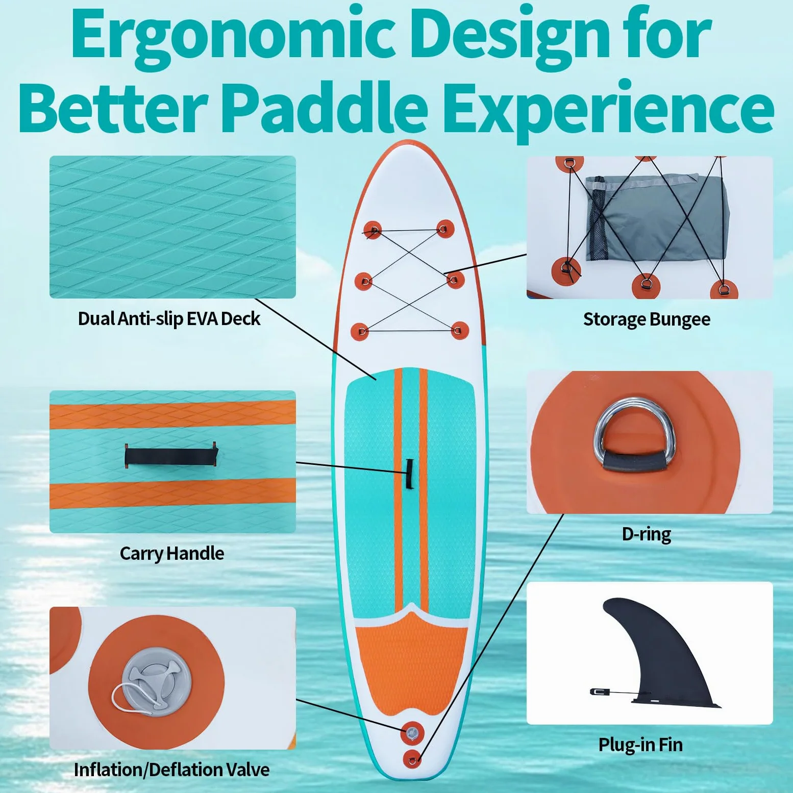 XHYCPY Tablas de Remo inflables de pie Anchas y estables con Accesorios de Tabla de Remo Sup de Primera Calidad para Todos los Niveles de Habilidad con Accesorios ISUP, Aletas, Remo Ajustable, Bomba,