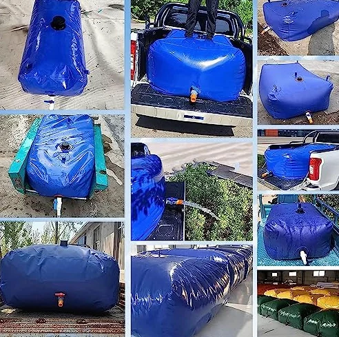 Bolsa de agua portátil de 120 a 5000 L, tanque de depósito de PVC resistente para camping e riego, contenedor de almacenamiento plegable a prueba de fugas con grifo, suministro de emergencia