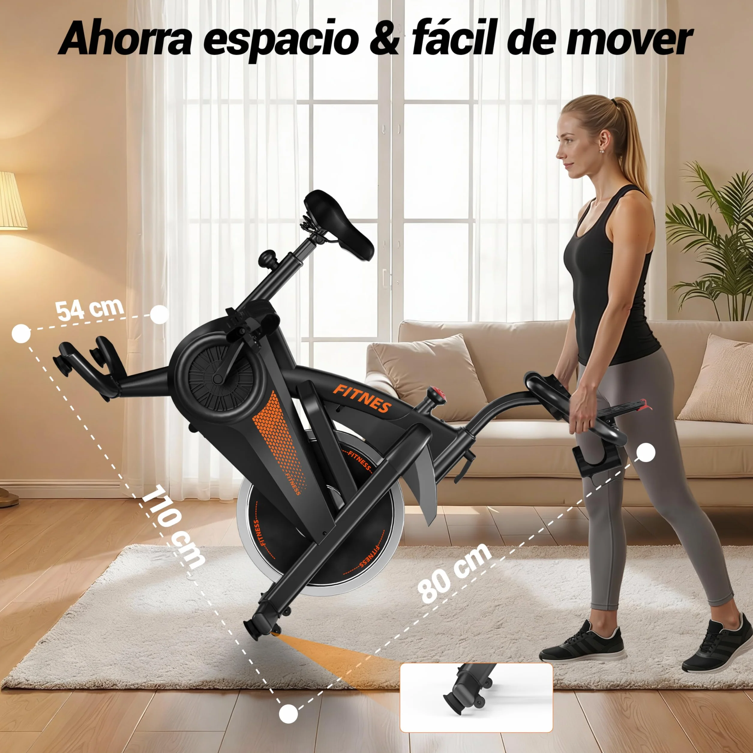 UMAY Bicicleta estática plegable, 5 en 1Bicicleta spinning profesional con Resistencia Magnética de 16 Niveles, Bicicleta estatica plegable para el hogar Bici de Sala con Asiento Cómodo, Máx 136 kg