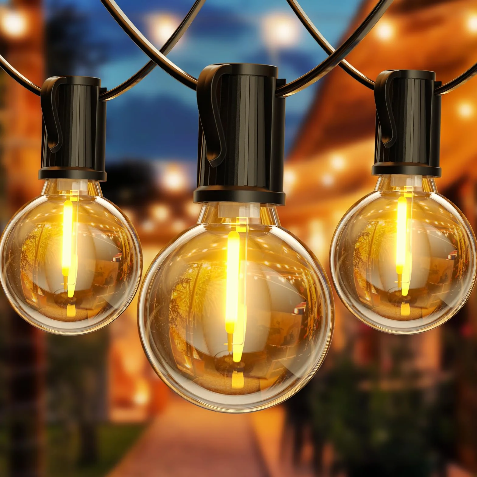FIFlying Cadena de luces para exteriores 8.8 m IP54 impermeable 12+1 bombillas inastillables