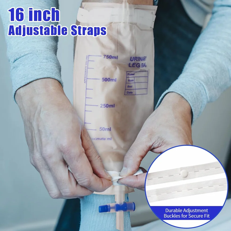 Bolsa de Drenaje de Orina 750 ML 5 Piezas con Película Antirreflujo y Válvula en T