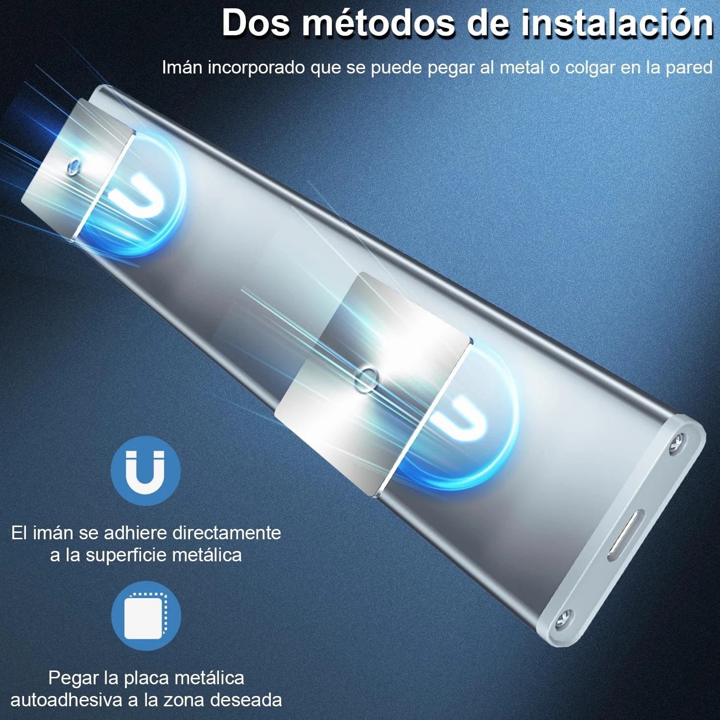 Luz LED Sensor Movimiento Cocina Armario Luces Pilas Adhesiva Recargable Lampara sin Cables Bajo Mueble Interior Tira Lamparas Magnetica Pared Barra Iluminacion Inalambrica USB