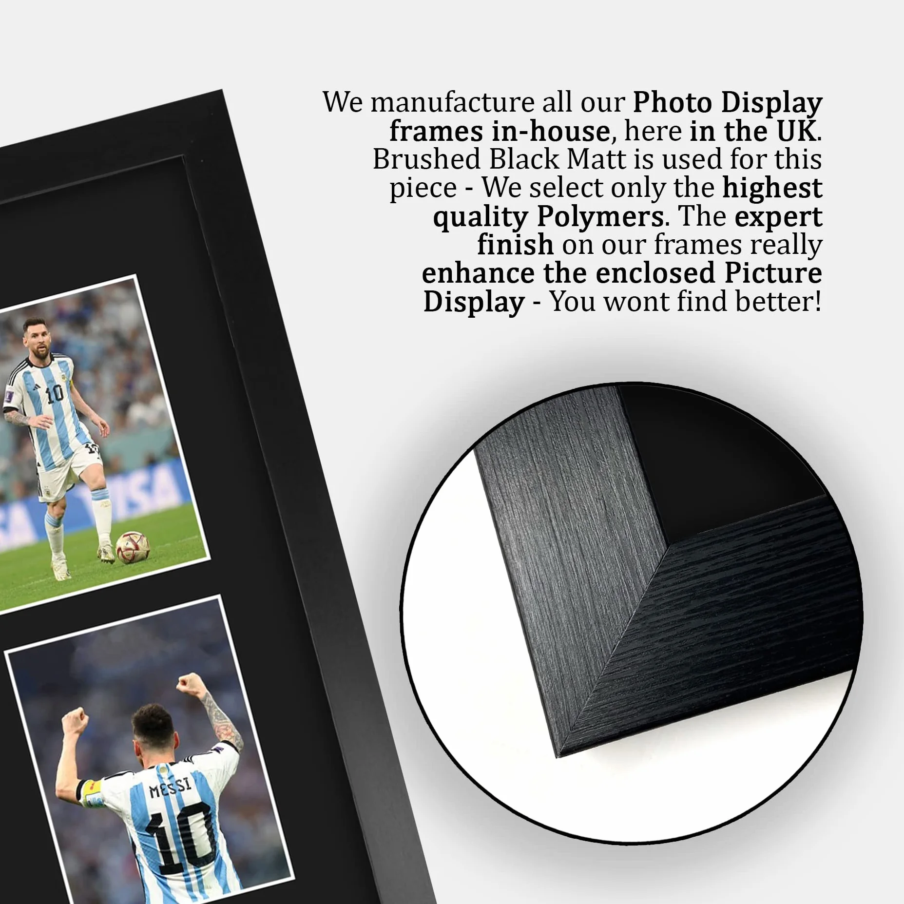 Cuadro con foto y autógrafo de Lionel Messi de Argentina, tamaño A3, con marco