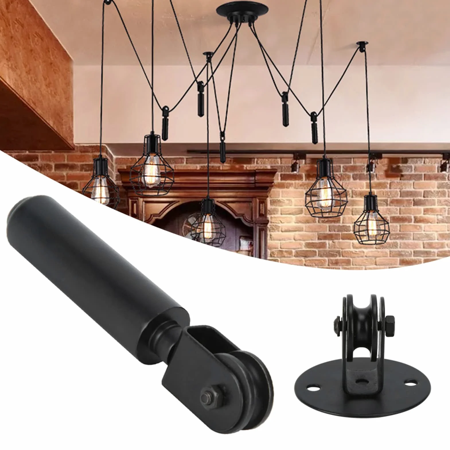 Techo Lámpara Polea Colgante Alambre Varilla Candelabro Montaje Techo Pared Luz Ventilador