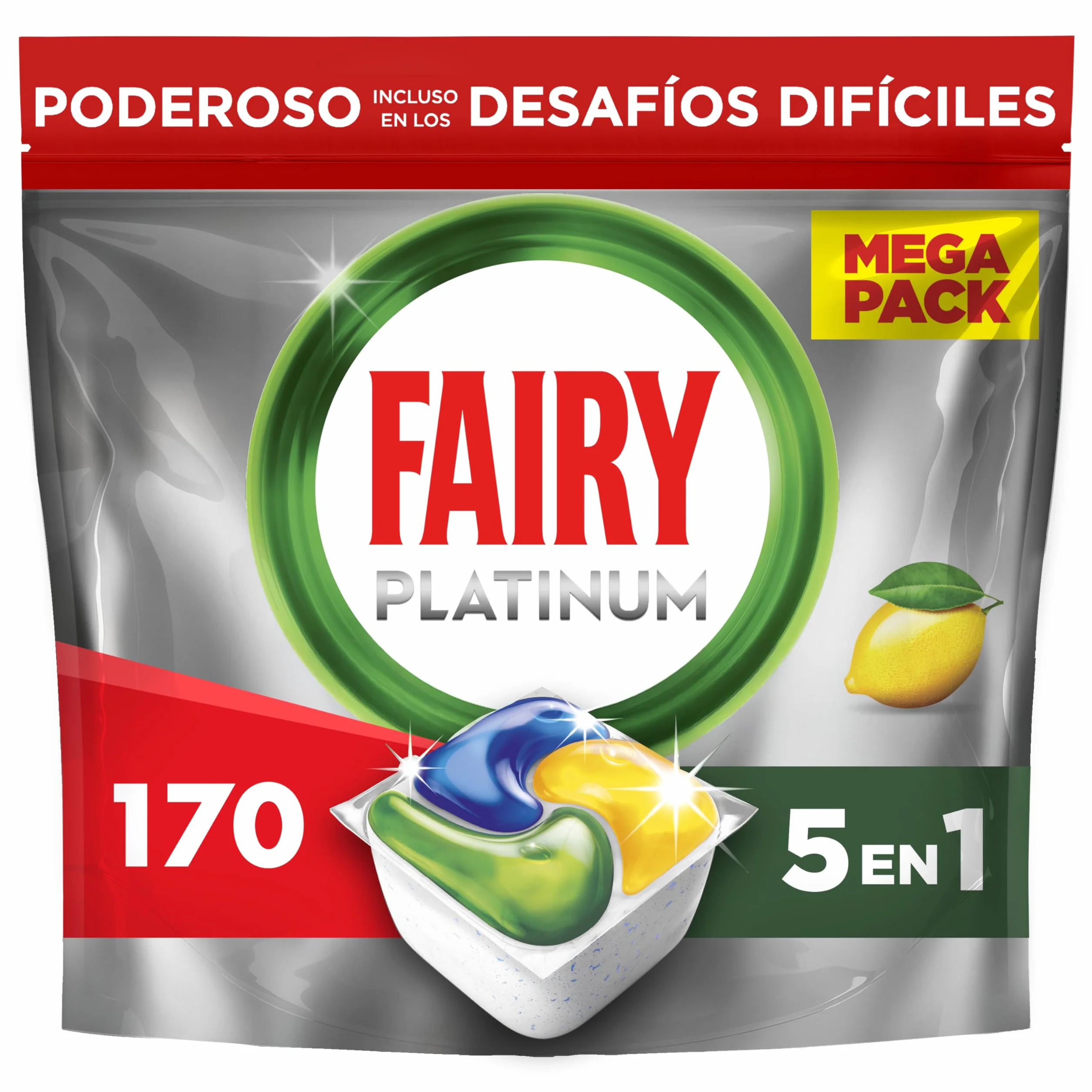 Fairy Platinum Limón Cápsulas Lavavajillas Todo En Uno 170