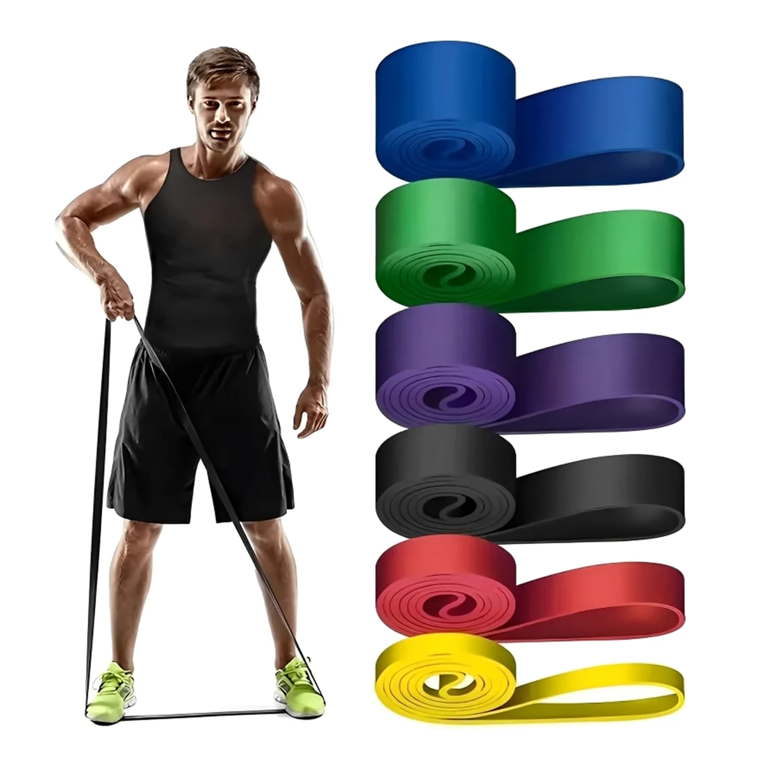 Bandas de Resistencia con Asas Banda elástica TPE Resistencia Entrenamiento Fuerza Deportes Fitness