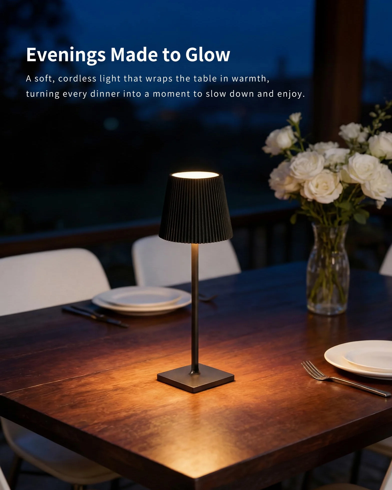 Lámpara de Mesa LED Inalámbrica 5200mAh Regulable IP54 Resistente al Agua Negro