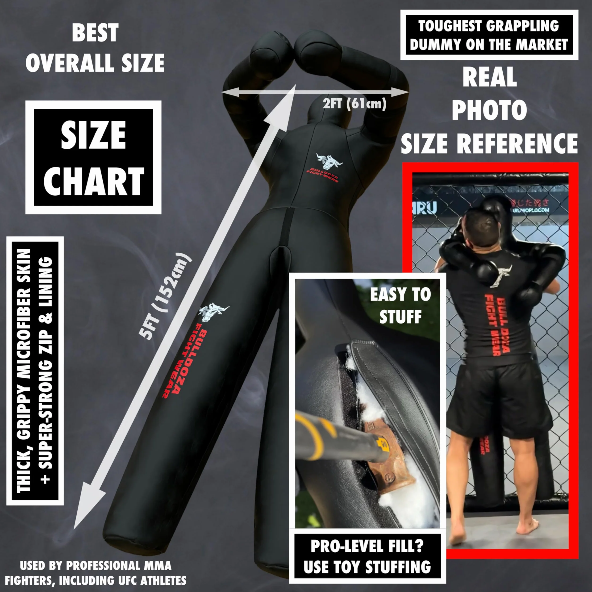 Maniquí de agarre autorellenable 152 cm BJJ Jiu-Jitsu para entrenamiento avanzado de lucha libre y artes marciales mixtas