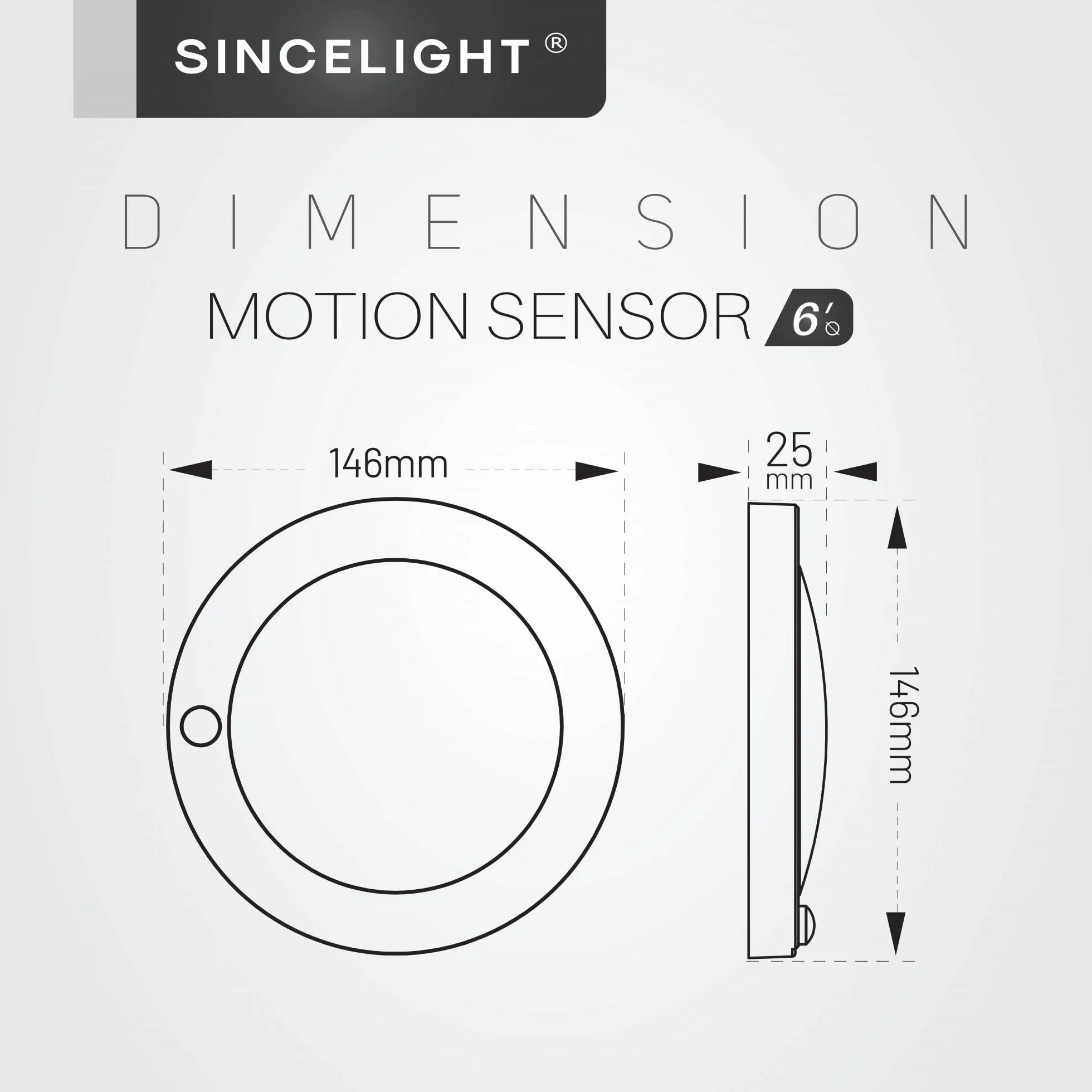 Lámpara de Techo LED 7W con Sensor PIR, Φ146mm, 2700K, Blanco Cálido, Armario Pasillo, Resistente Humedad