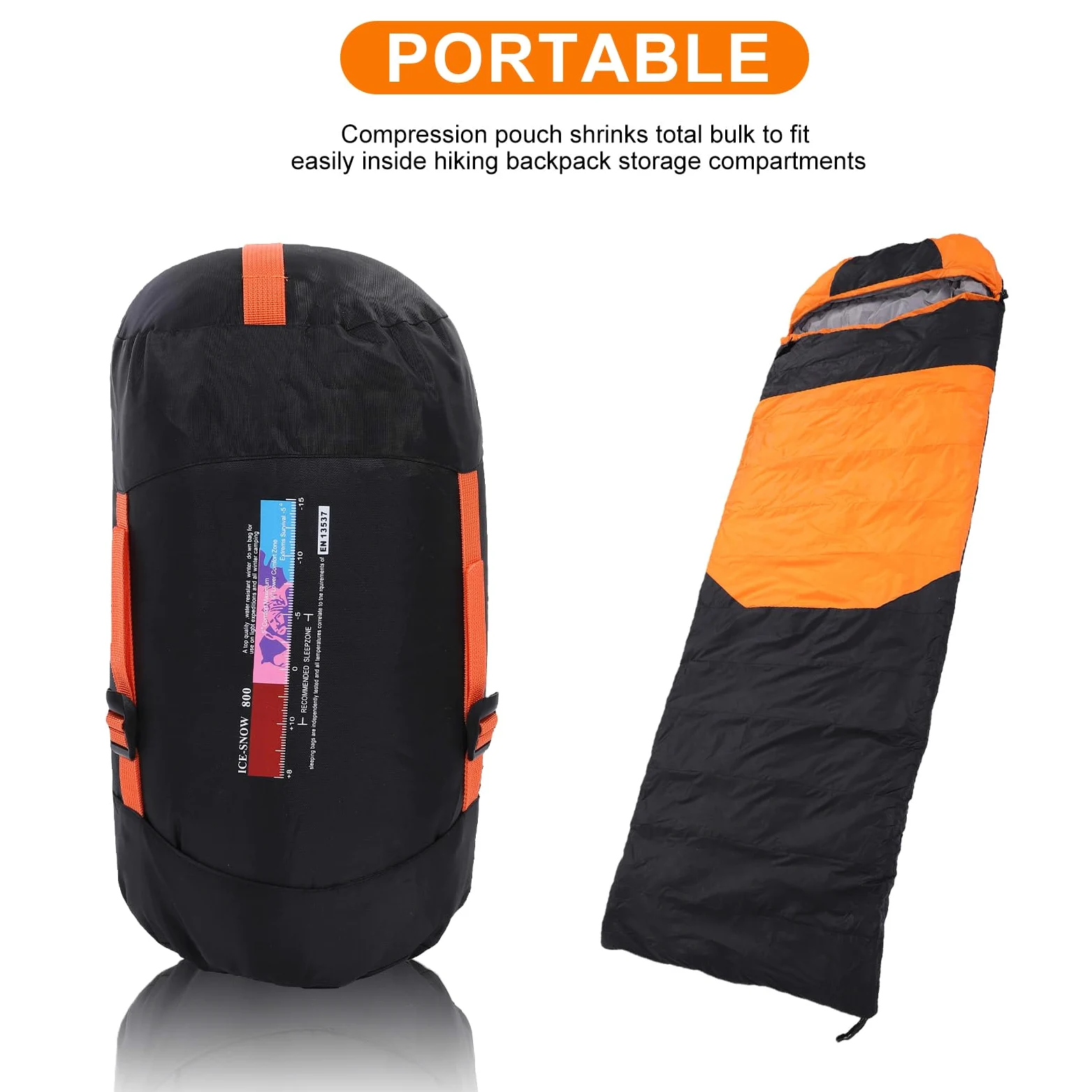 Saco de Dormir de Plumas, Saco Dormir con Mochila Invierno, con sobre Compacto para Acampar en Invierno, Senderismo, Viaje, 210 X 80 Cm