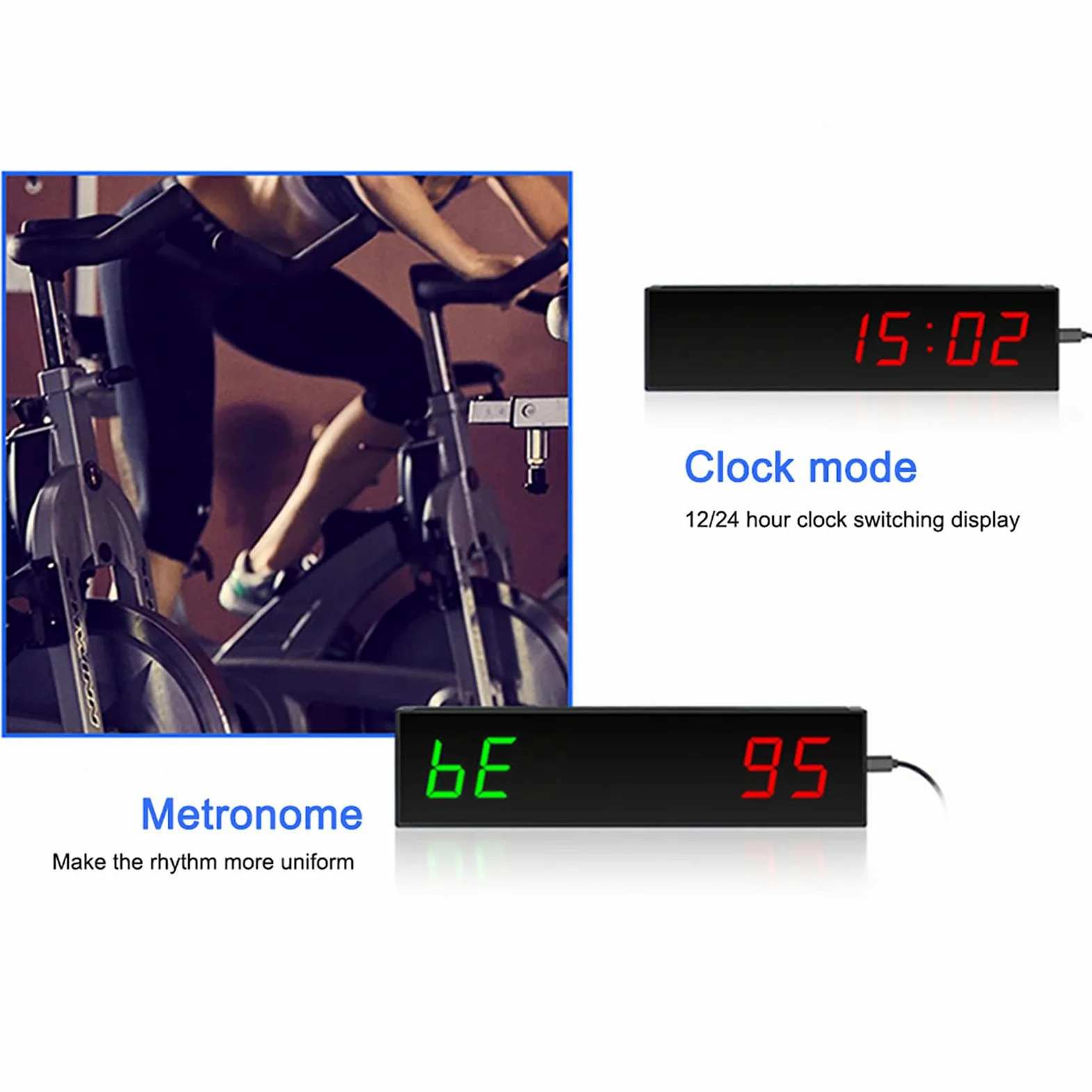 Temporizador Deportivo, Temporizador De Cuenta Atrás LED De 999 Días, 6 Modos De Fitness, con Metrónomo Y Función De Memoria, 5 Niveles De Brillo Ajustables, para Biblioteca/Gimnasio