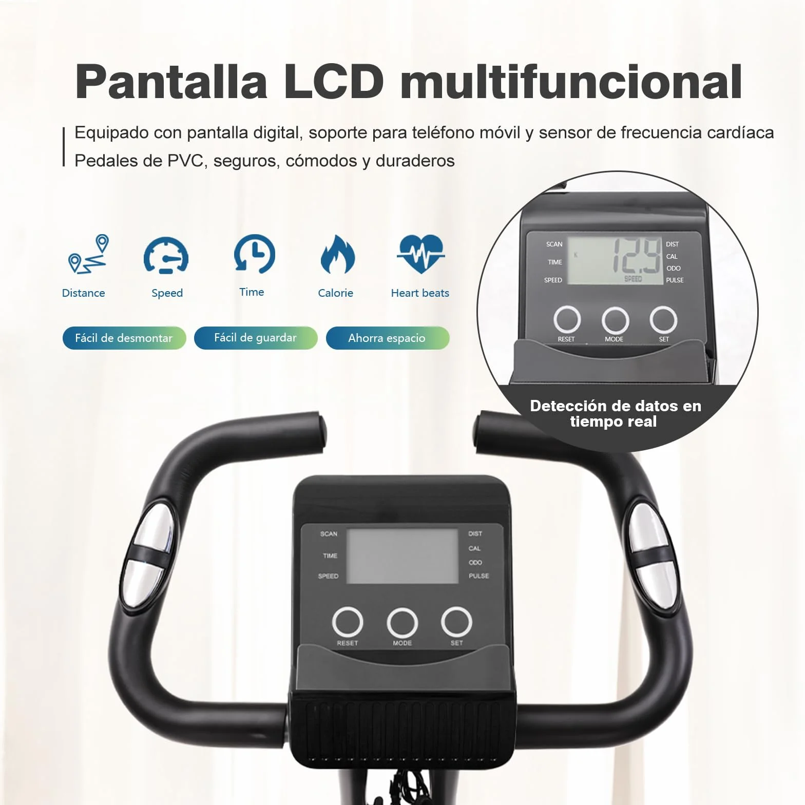 Bicicleta estática de 10 niveles de resistencia magnética ajustable, plegable y silenciosa, con banda de resistencia de brazos, pantalla LCD, utilizada para bicicleta de entrenamiento aeróbico en casa, capacidad de peso estacionaria de 250 libras