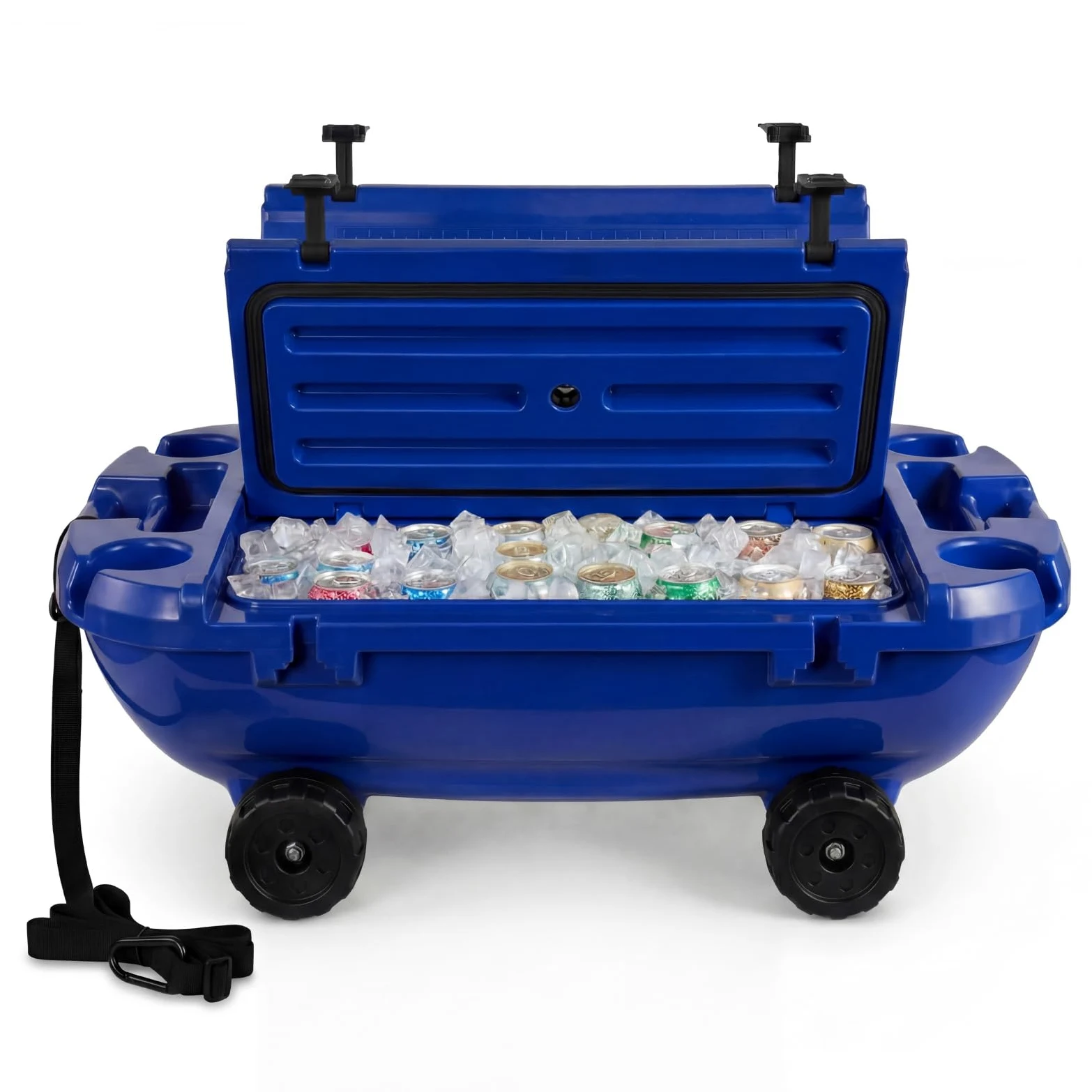 VEVOR Nevera Flotante 37,9 L Enfriador Flotante para Agua y Tierra con Carcasa Rígida Aislada, Ruedas, Cuerda de Remolque, Asas Laterales, Portavasos para Playa Bebida Barco Piscina, Color Azul Oscuro