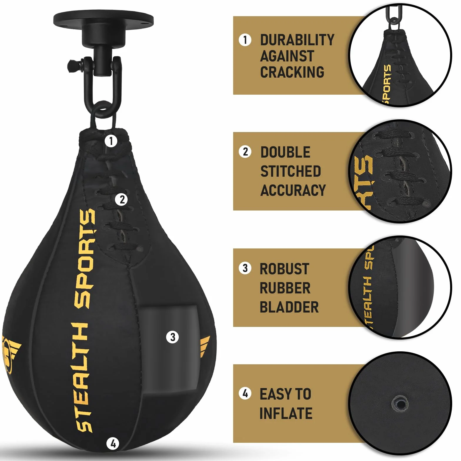 Speed Ball Boxing – MMA Speed Bag & Hanging Swivel Kit for Boxing Training – Punching Bag for Muay Thai, Kickboxing, Martial Arts, Reflex and Speed Training Striking Bag