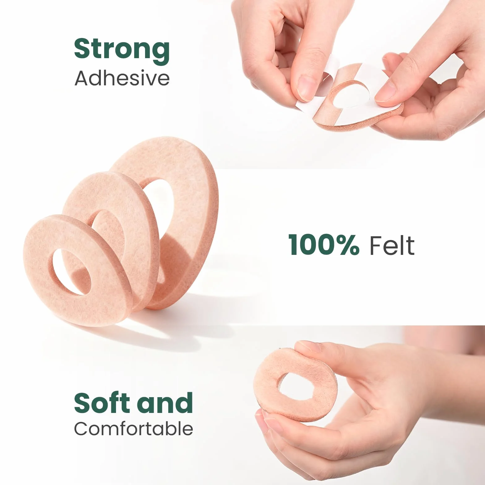 Welnove apósitos para callos - Fieltro Adhesivo Podologia - 24pcs almohadillas para pies y dedos