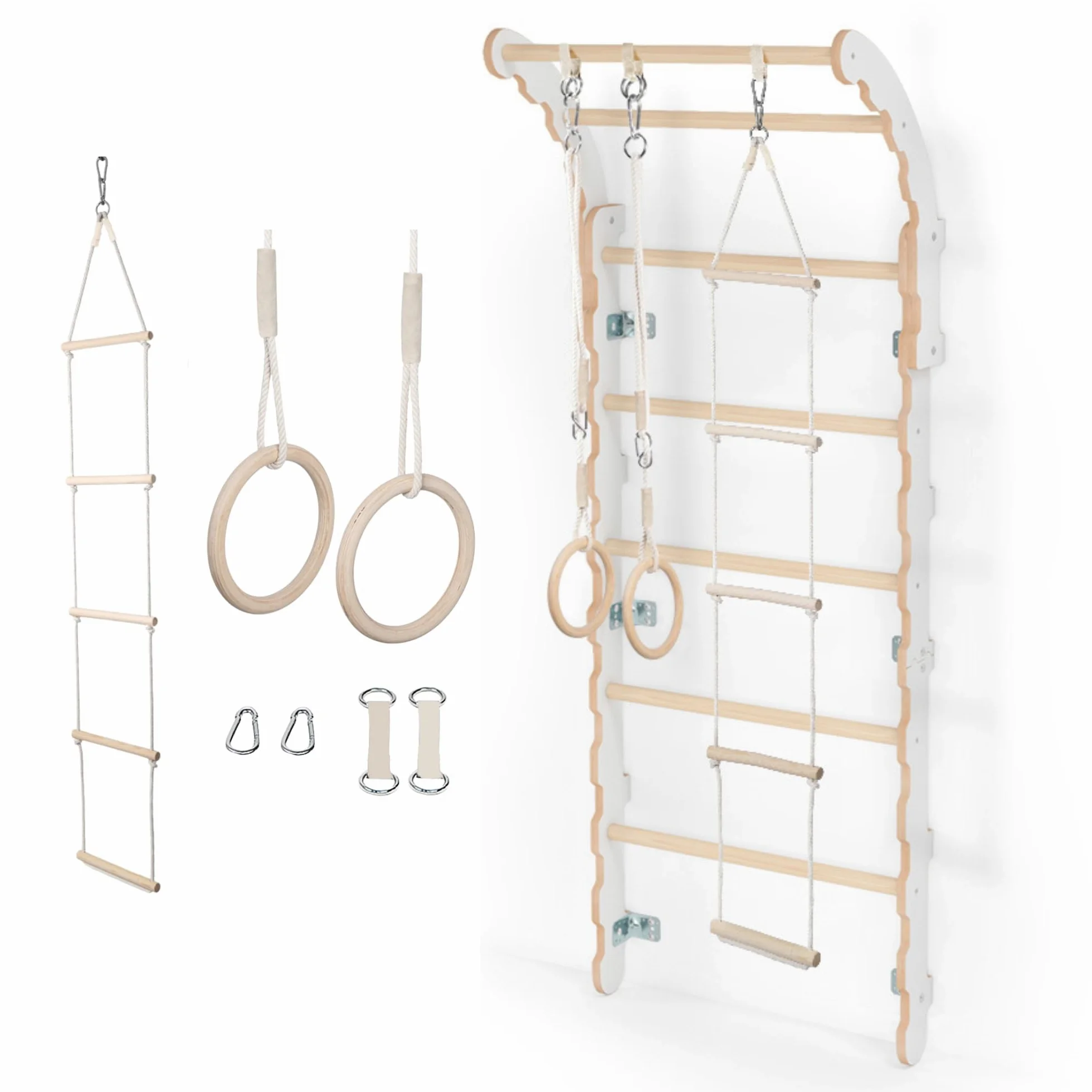 MAMOI® Armazón de escalada para interiores, pared de peldaños para habitación infantil, anillos de gimnasia para niños, para escalada, pared de escalada y equipos de juego, aparatos de gimnasia con