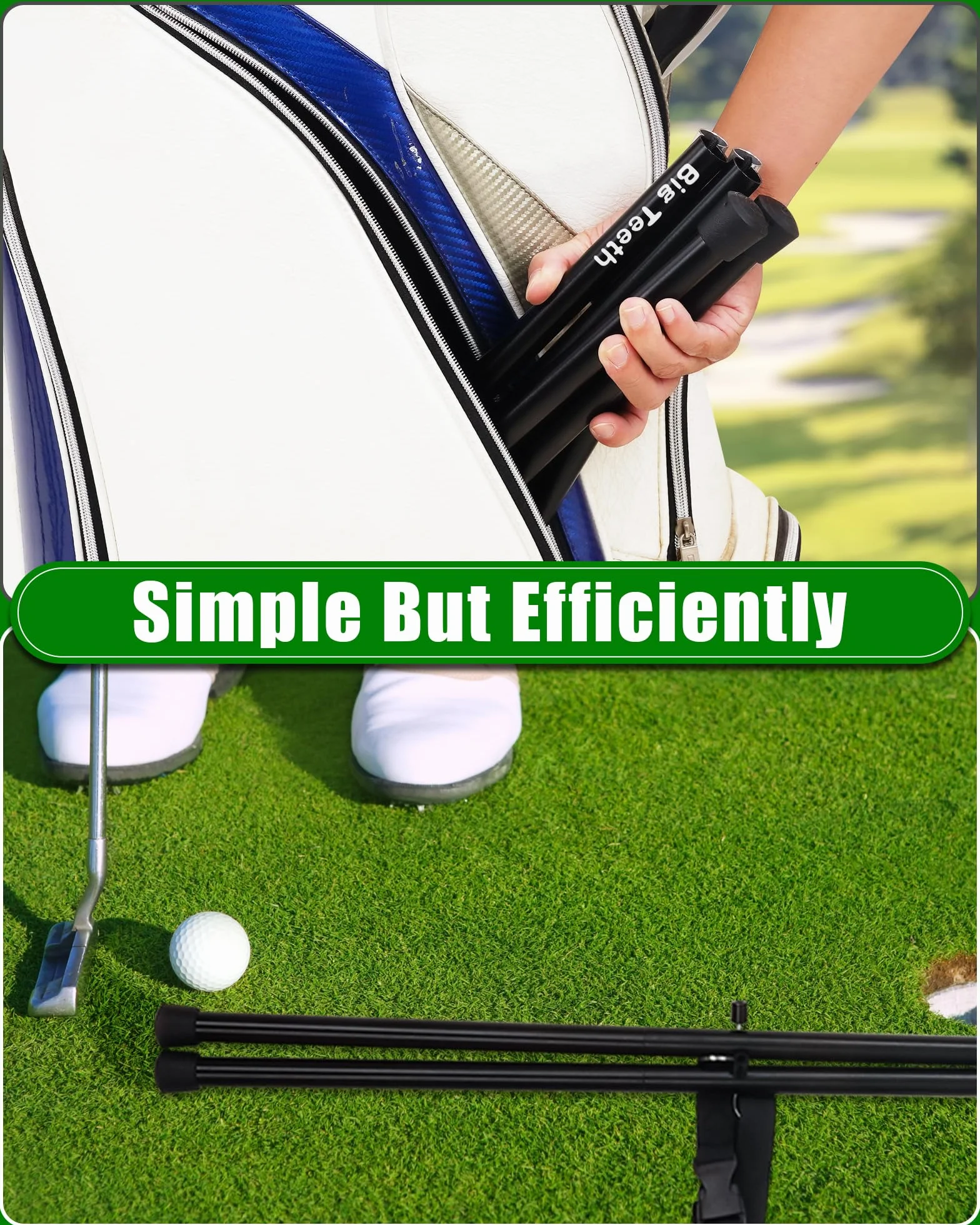 Soporte para bolsa de golf para carrito, plegable, ligero, negro