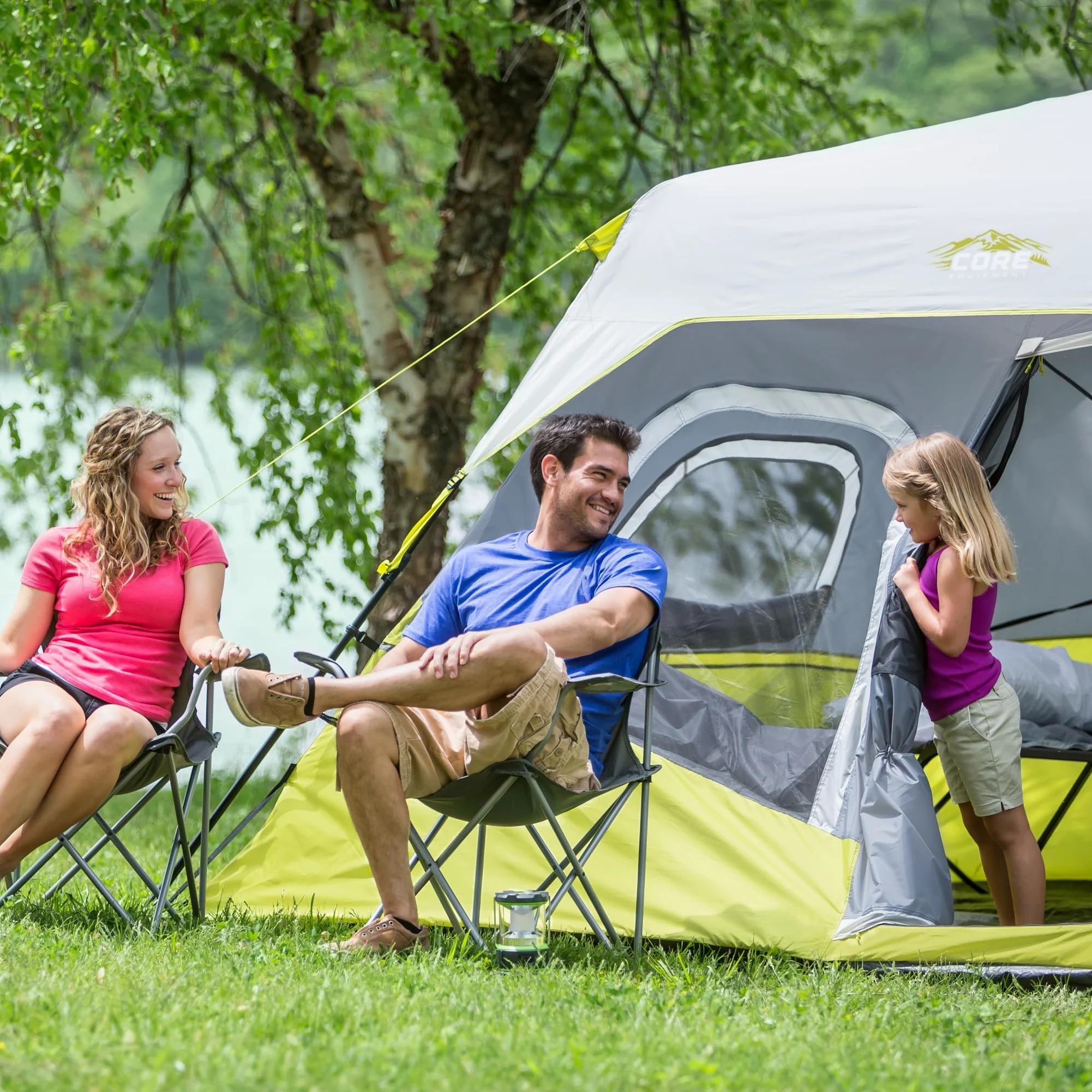 CORE Tienda de campaña instantánea para 6 personas | Tienda de campaña portátil grande desplegable con fácil instalación de campamento de 60 segundos para acampar familiar | Organizador colgante