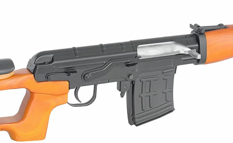 Réplica de Rifle de Francotirador de Airsoft Modelo Dragunov SVD o SWD accionado por Muelle de Madera Real de la Marca AGM - Potencia 1,2 Julios