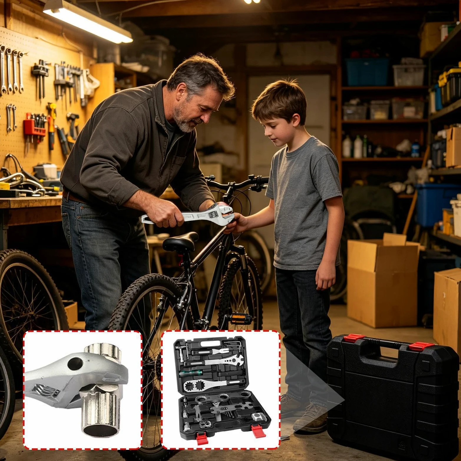 Kit de herramientas para bicicleta de montaña Llave resistente con estuche | Kit Reparación Bicicleta Carretera Para Cadena, Freno Y Neumático, Montaña, Carretera, Ciclismo, Doméstico Y Taller