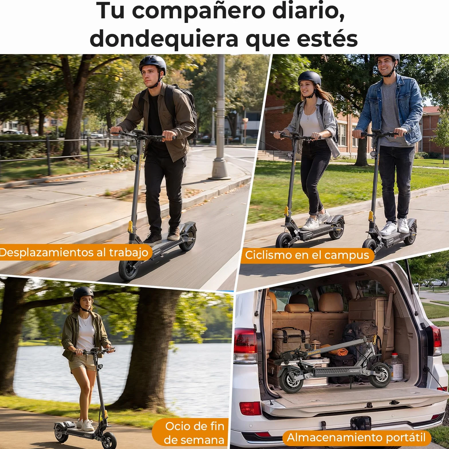 Patinete Eléctrico, Ausom Gosoul 2/Gosoul 2 Pro, 90KM /70km Autonomía, Batería 48V, Suspensión ShocFree, Neumáticos 10", Frenos de Disco+E-ABS, Scooter eléctrico