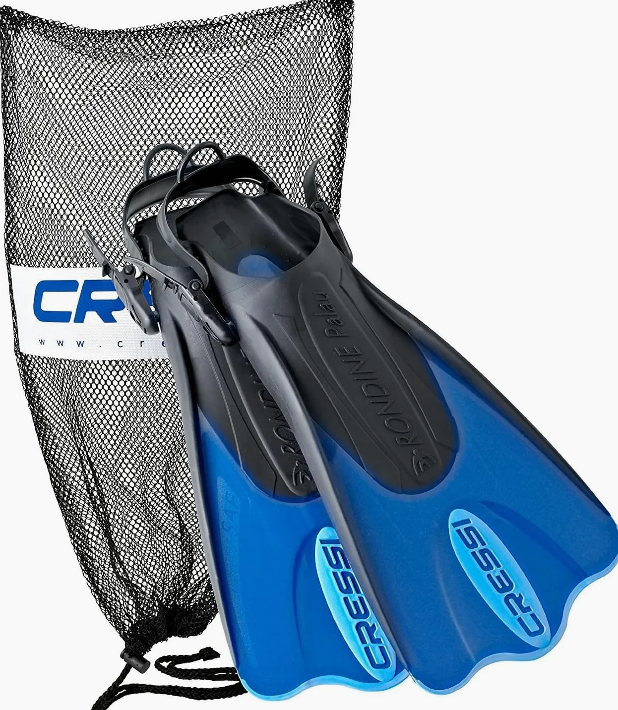 Cressi Palau Saf + Net Bag Aletas Cortas Ajustables en el talón Abierto, Unisex Adulto