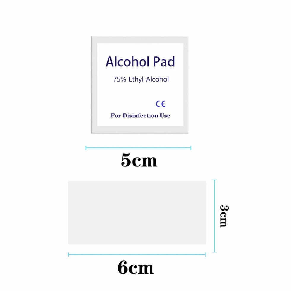 Toallitas Húmedas Desinfectantes con Alcohol 75%, Almohadilla No Tejida, Suave y Absorbente para Primeros Auxilios