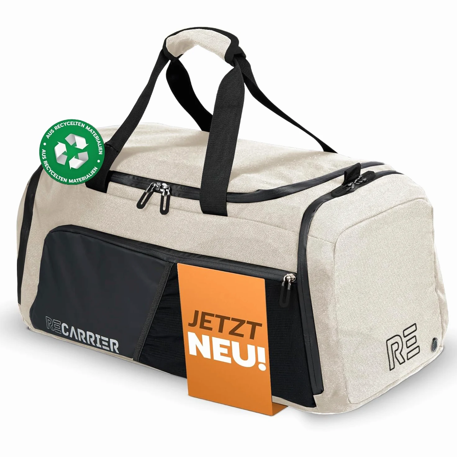 Bolsa de deporte [Reciclado PET] 50L – Bolsa de gimnasio y mochila en uno – Bolsa de entrenamiento impermeable para hombre y mujer – Mochila deportiva con compartimento para zapatos Fitness