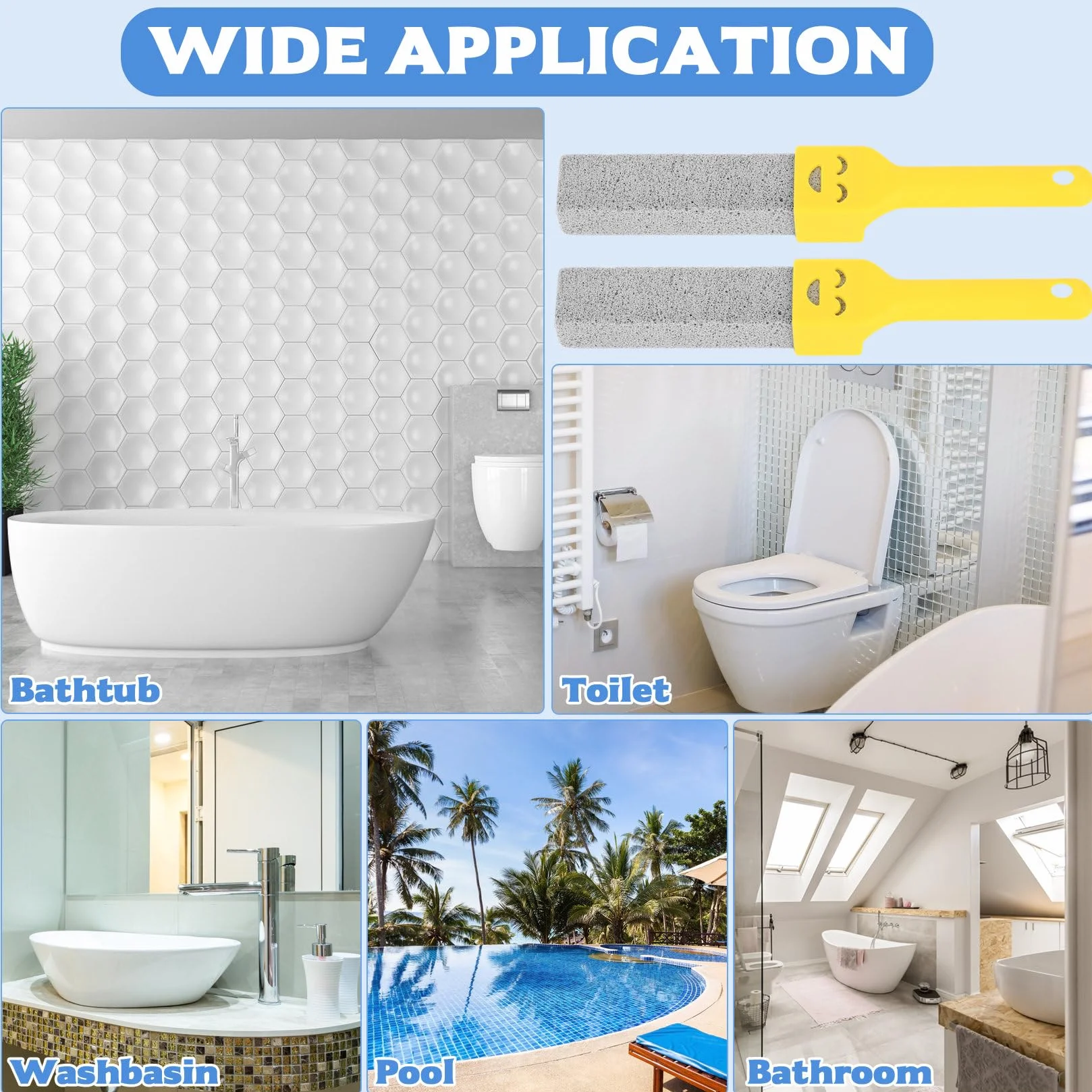 Piedra Pomez para Limpieza WC Baño, Bloque de Inodoro con 2 Mango, Pumice Stone Cleaning Block Reemplazable