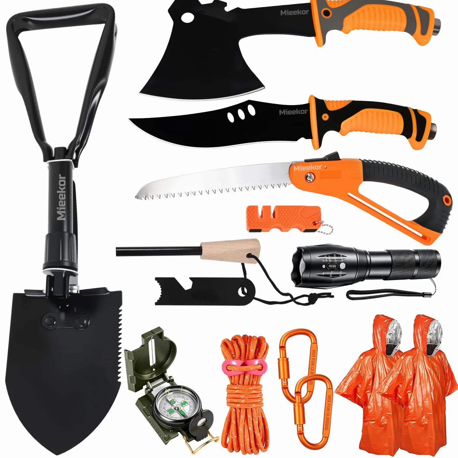 13 in 1 Kit de Supervivencia,Kit Supervivencia,Juego de Accesorios para Acampar,Set de Camping con Hachas de Supervivencia,Palas Plegables,Sierras Plegables,Regalos para Hombres,para Acampar,Aventura
