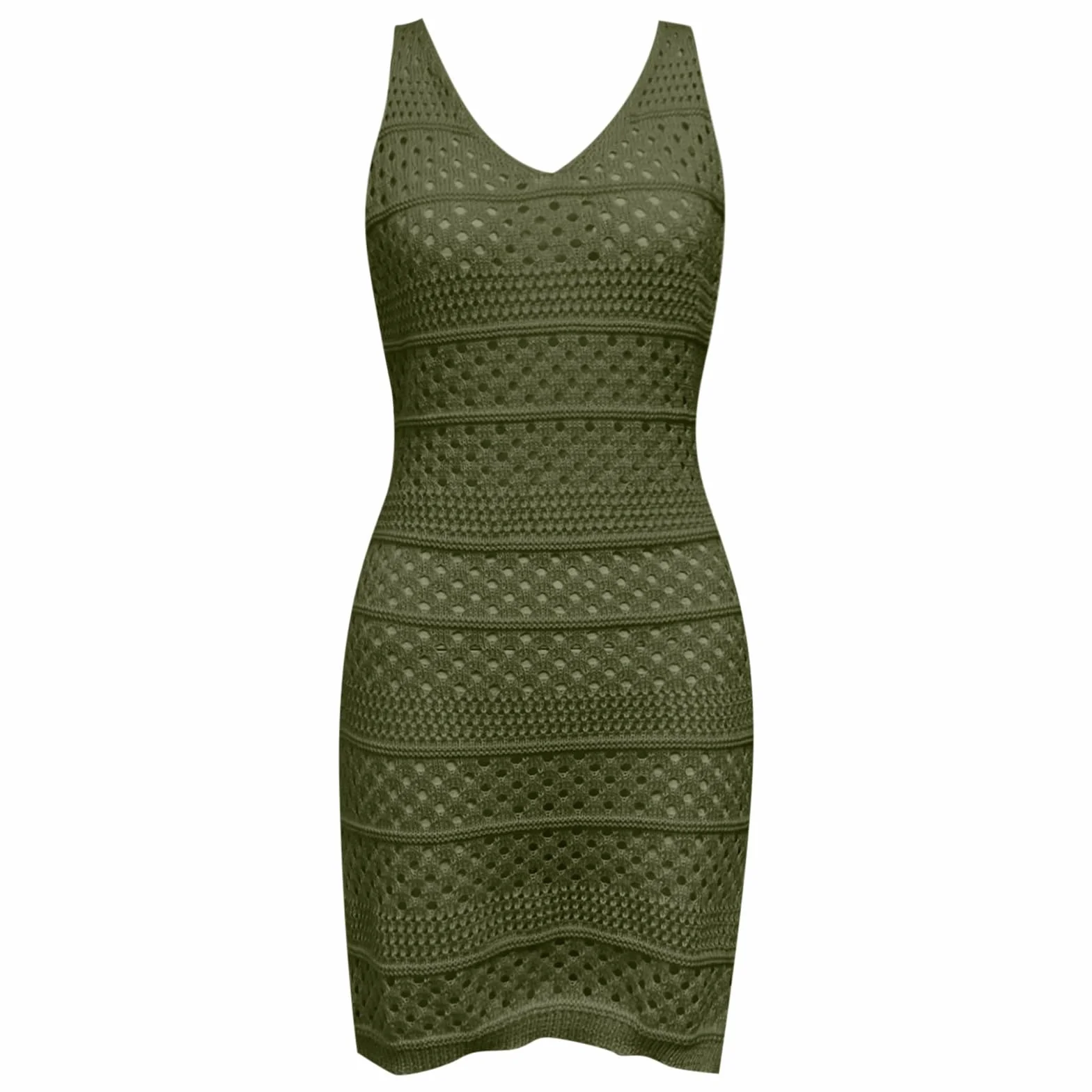 Generisch Vestido de ganchillo para mujer, vestido de playa, bikini, hueco, sin mangas, estilo bohemio, minivestido