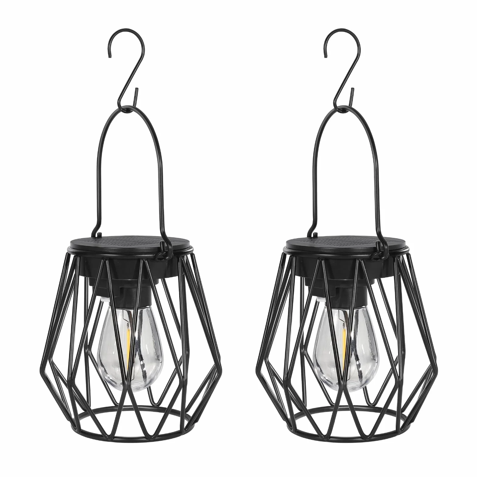 Farolillos Solares Exterior LED 2 Lamparas Solares Colgante Metal IP65 Impermeable Jardin