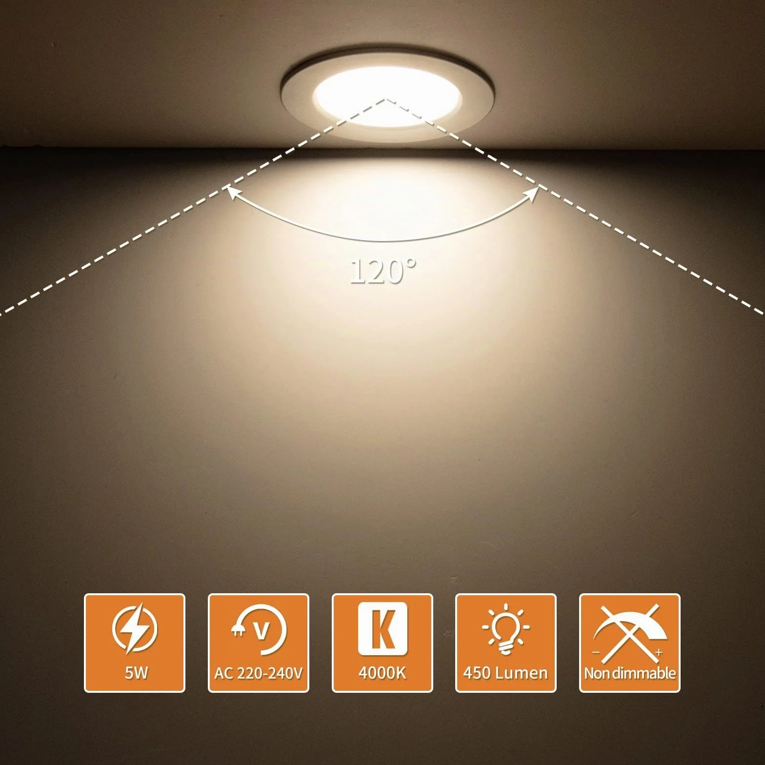 Tomosu Pack 10 Downlight LED Techo Empotrable Extraplano Redondo 5W 450LM Blanco Natural 4000K IP44 Corte 75-90mm AC 220-240V