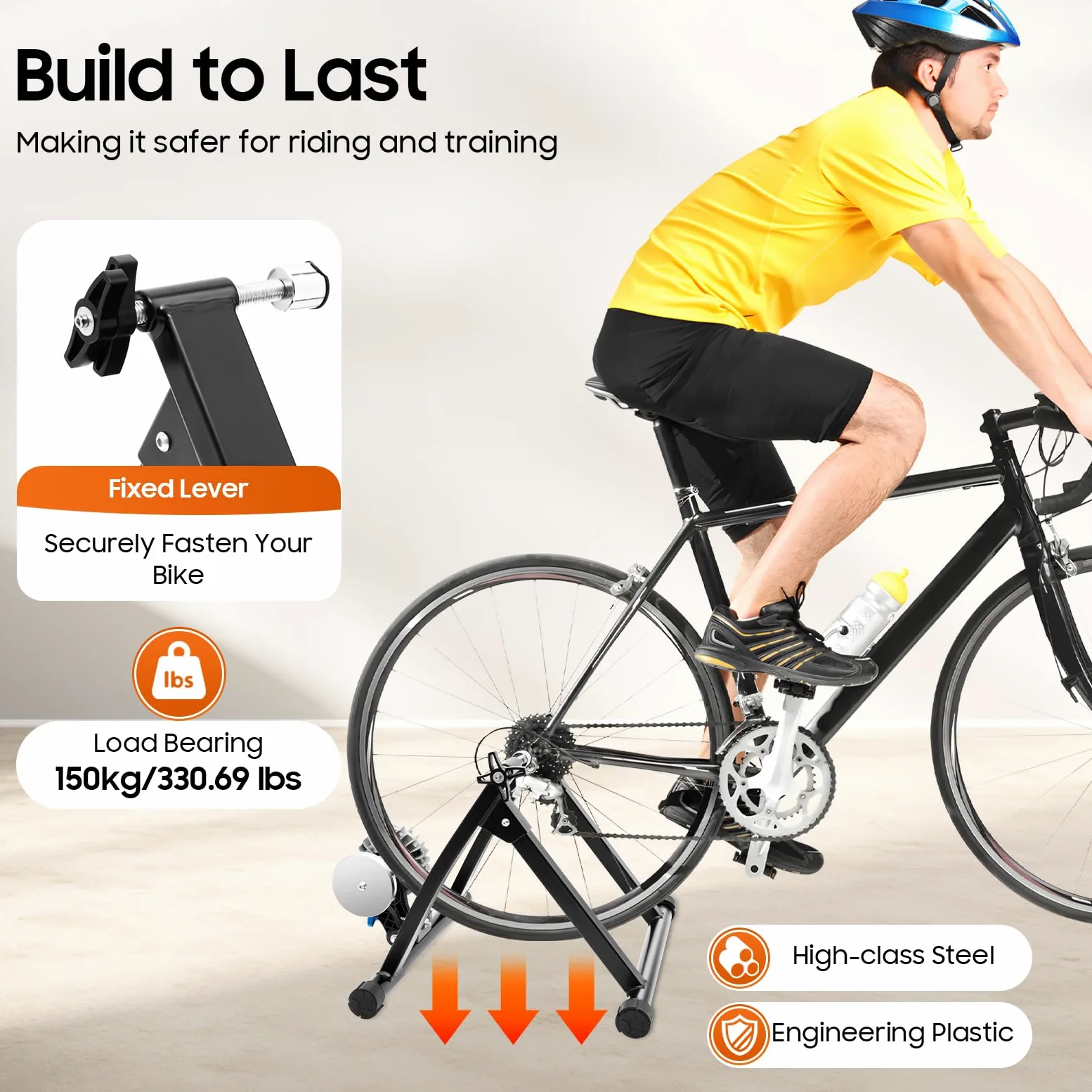 Rodillo de entrenamiento para bicicleta de interior, con 5 marchas ajustable, plegable, soporta hasta 150 kg, para bicicletas de 26 a 29 y 700 C
