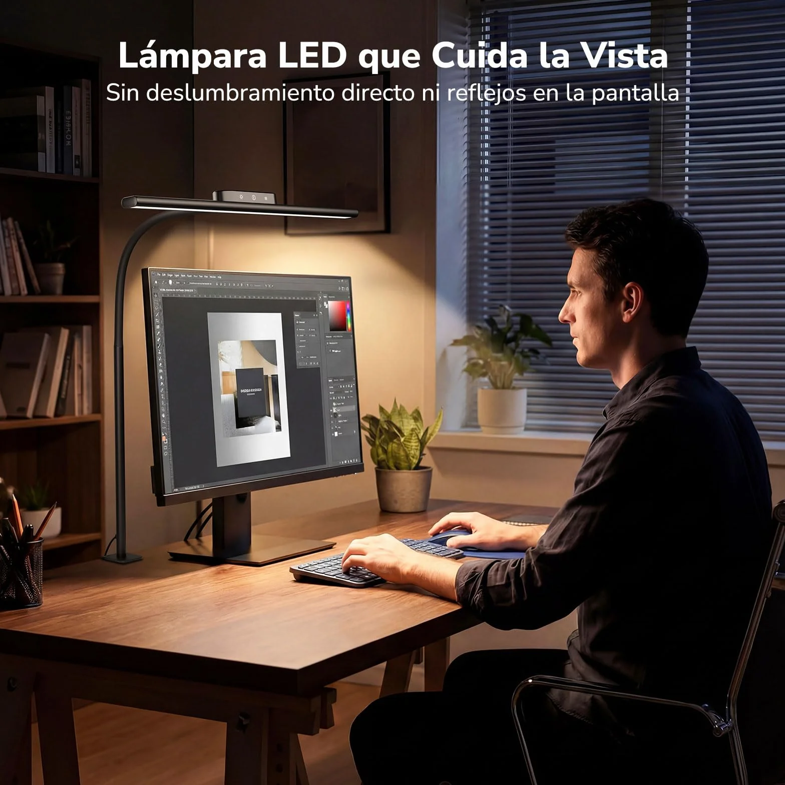 Lepro Lámpara de Escritorio Pinza LED 11W, Flexo Ajustable 5 Modos Color 5 Niveles Brillo, Cuidado Ocular, Negro