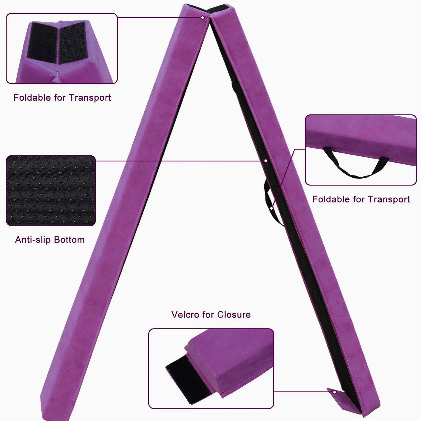 Viga de Equilibrio Gimnasia 270 cm, Barra de Gimnasia Plegable Portátil para Entrenamiento con Base de Goma Antideslizante para Niños, Principiantes y Gimnastas Profesionales