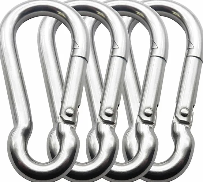 Paquete de 4 mosquetones de gancho de resorte de 3.15 pulgadas, accesorios de máquina de cable para gimnasio en casa, máquina de ejercicio, clip de acero resistente para fitness al aire libre
