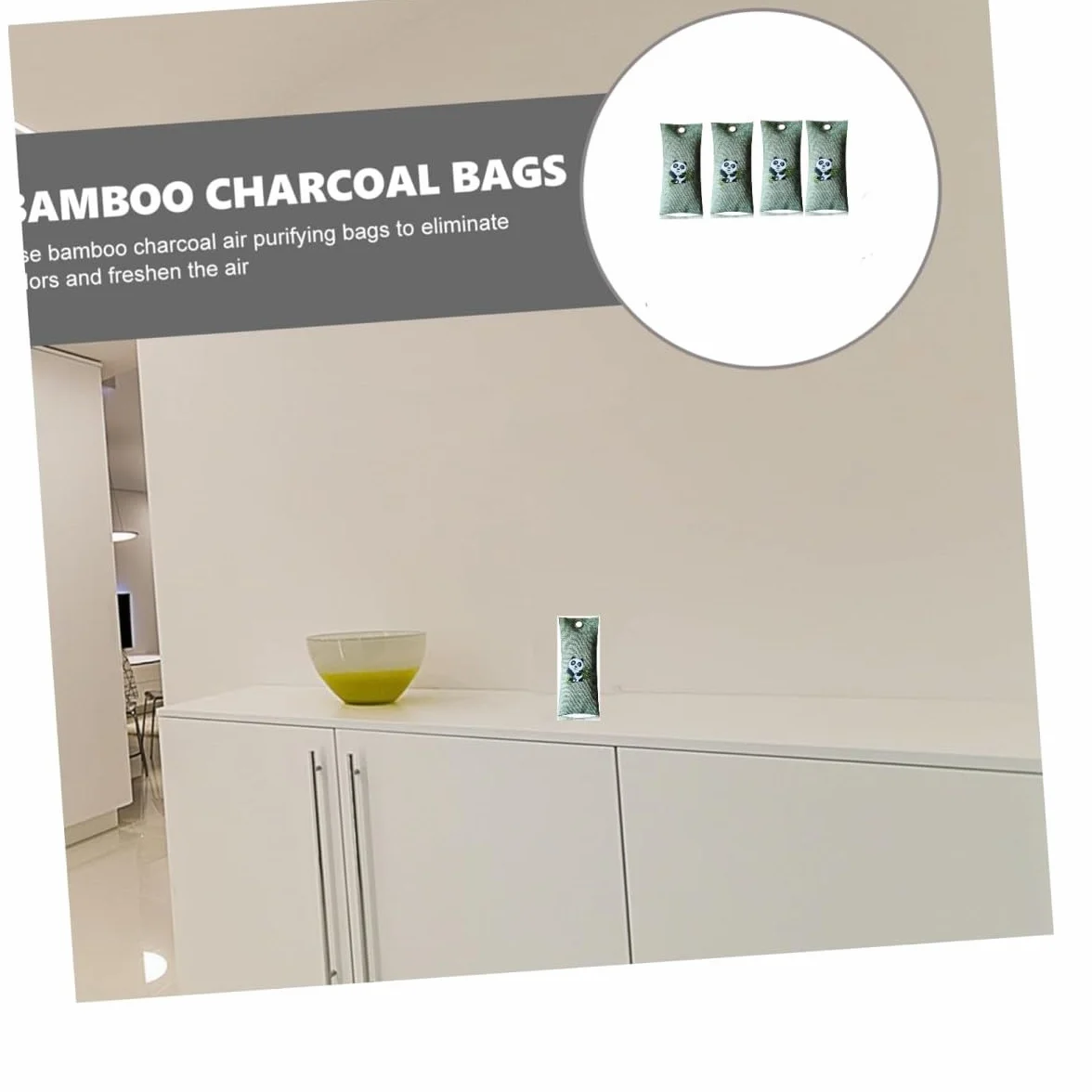 Bolsas de carbón activado 4 x 75g, Purificador de aire, Elimina olores, Deshumidificador para coche, cocina, baño