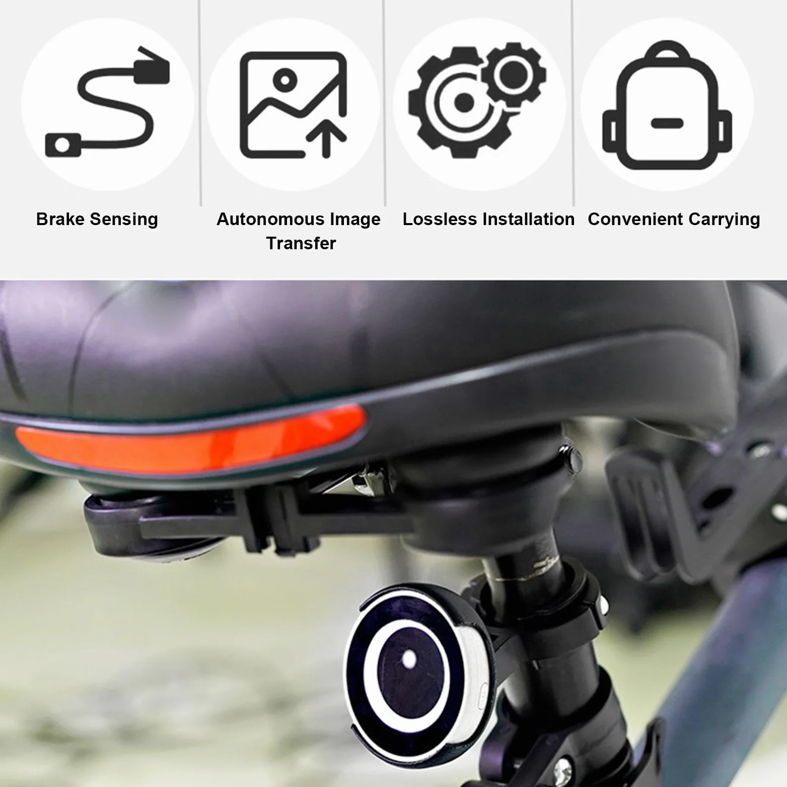 ASHATA Luz Trasera Inteligente para Bicicleta, Luces Traseras de Bicicleta con Sensor de Freno para Paseo Nocturno, Electrónica Divertida para Mochila, Lámpara de Flash para Disfraz