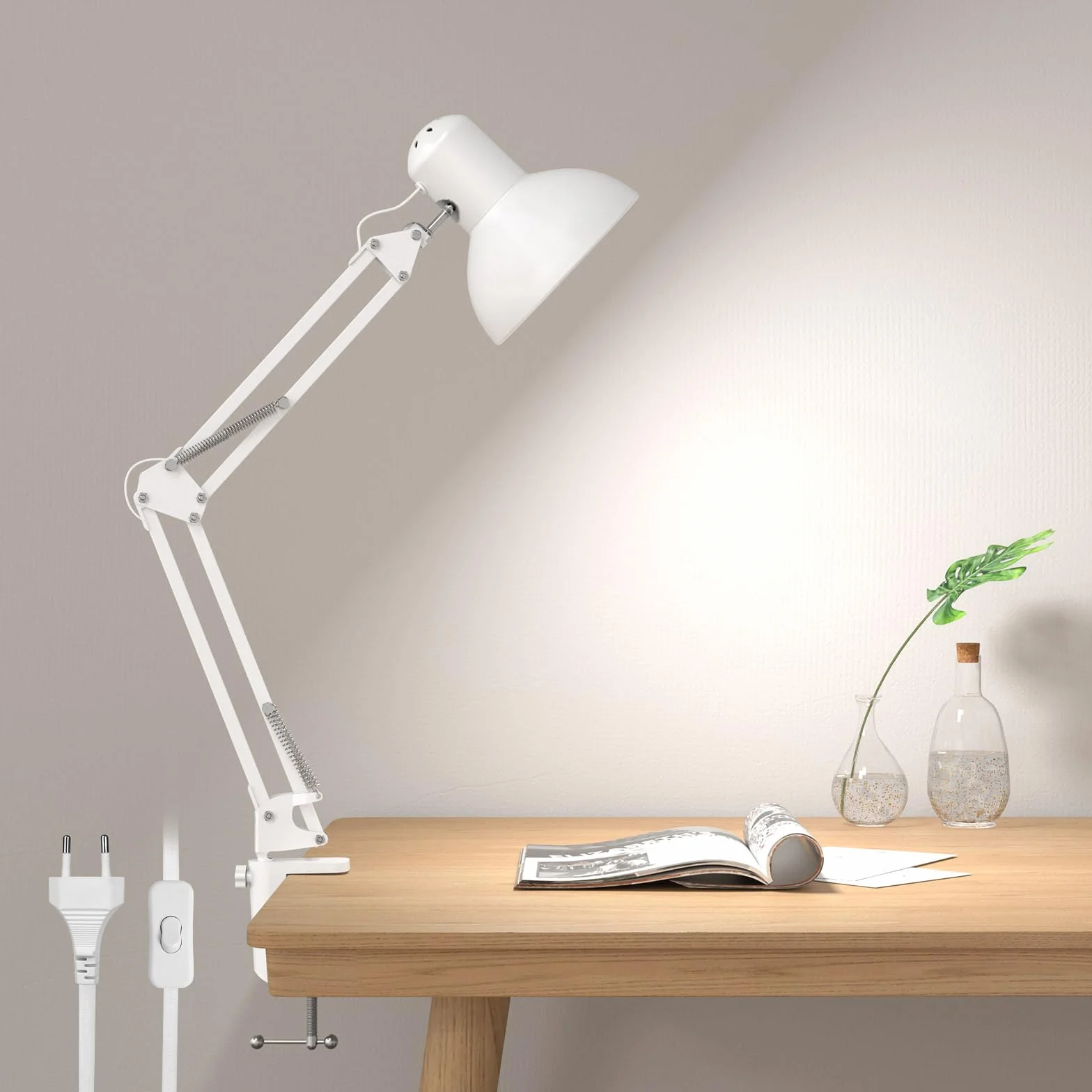 Lepro Lámpara Escritorio LED Industrial con Abrazadera Ajustable, Flexo LED Metal Vintage 40W, E27