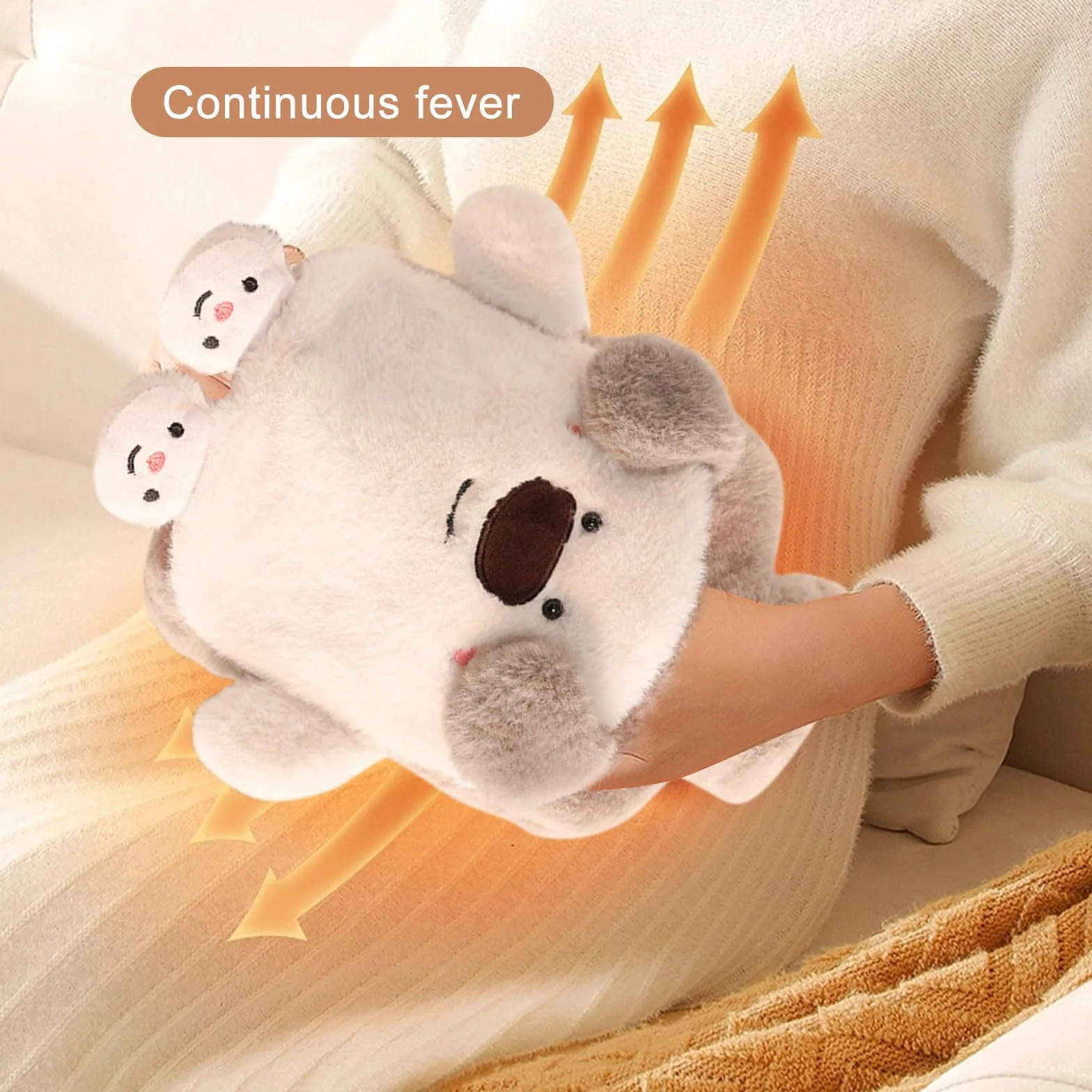 Gran Botella De Agua Caliente Peluche 1L con Funda Desmontable y Contenedor Interior Extraíble para Niños