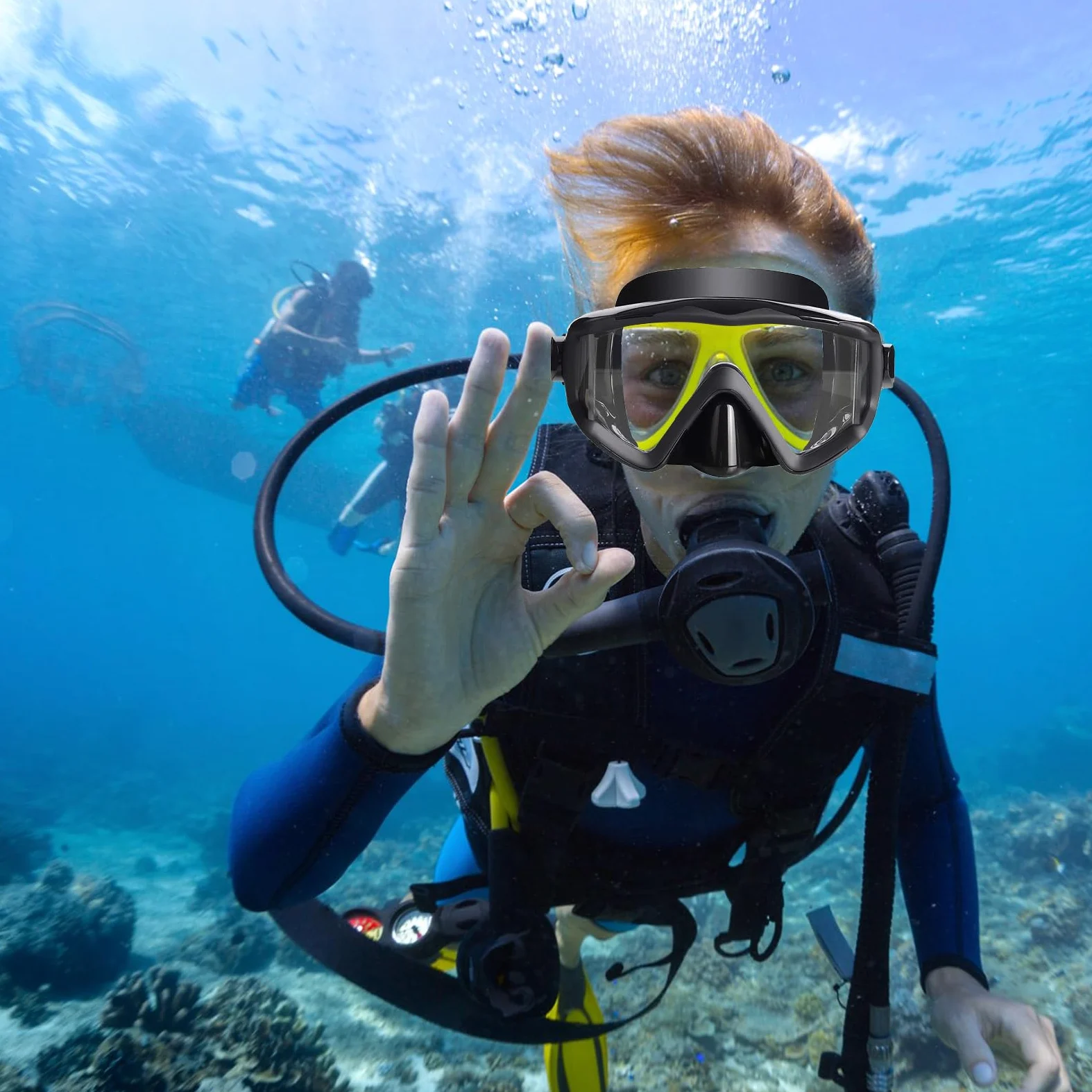 Gafas de buceo antifugas con vistas amplias para esnórquel, gafas de buceo, gafas de natación y pesca submarina