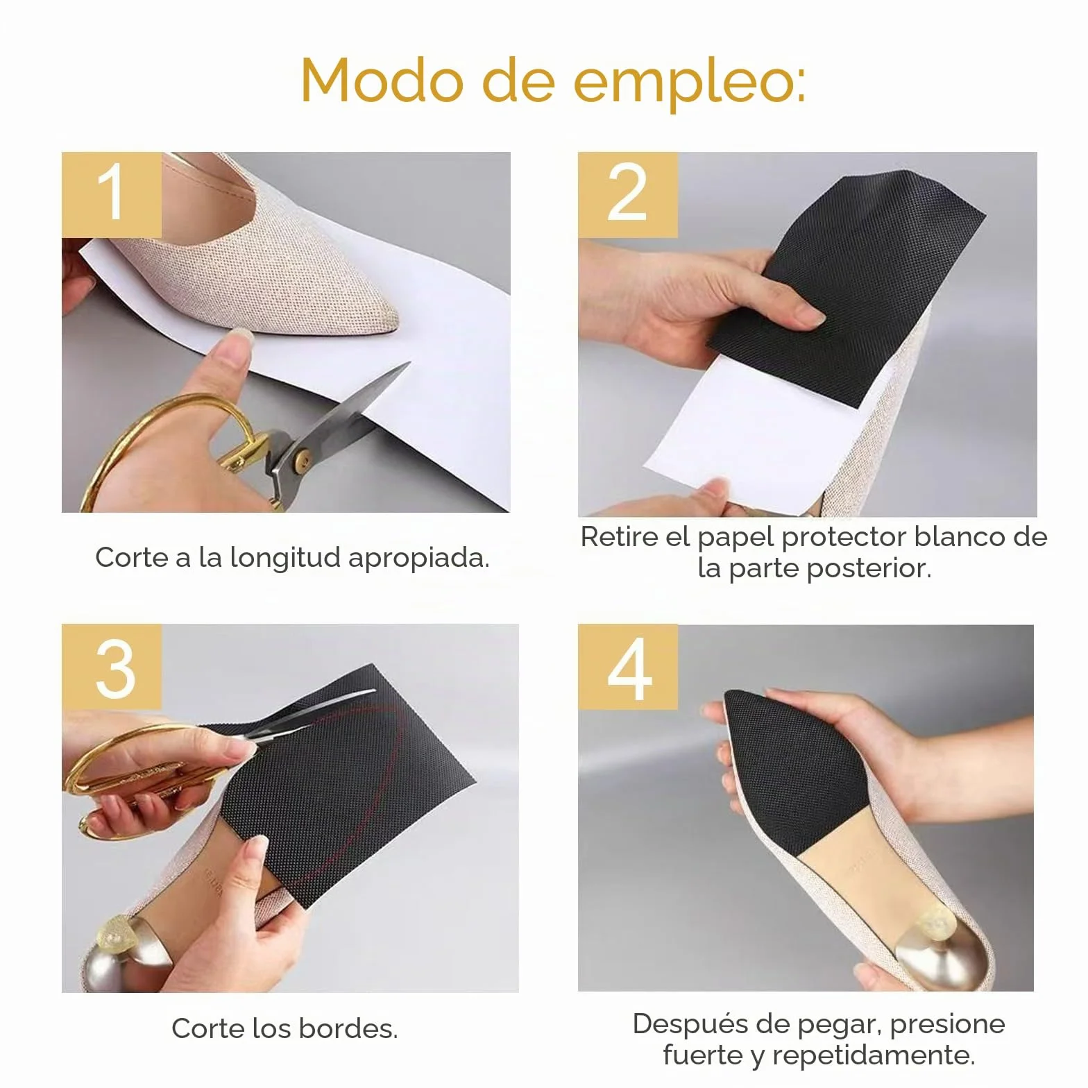 Protectores para Suelas de Zapatos Antideslizantes, Plantillas Autoadhesivas, Reducción de Ruido, Negro