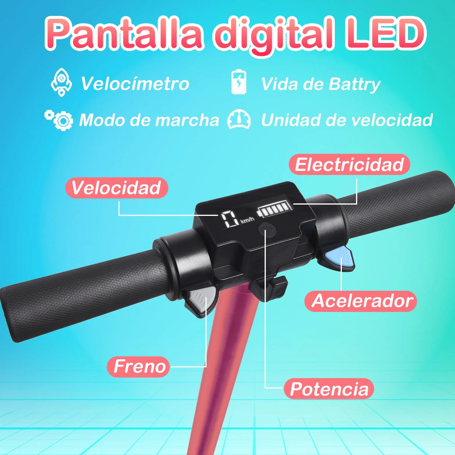 Patinete Eléctrico para niños,Plegable Niños 6 a 12 Años,Patinete Electrico Niño Pantalla LED,Patinetes Electricos Alcance de 5-8 KM,Patinete Niño Luces LED Coloridas