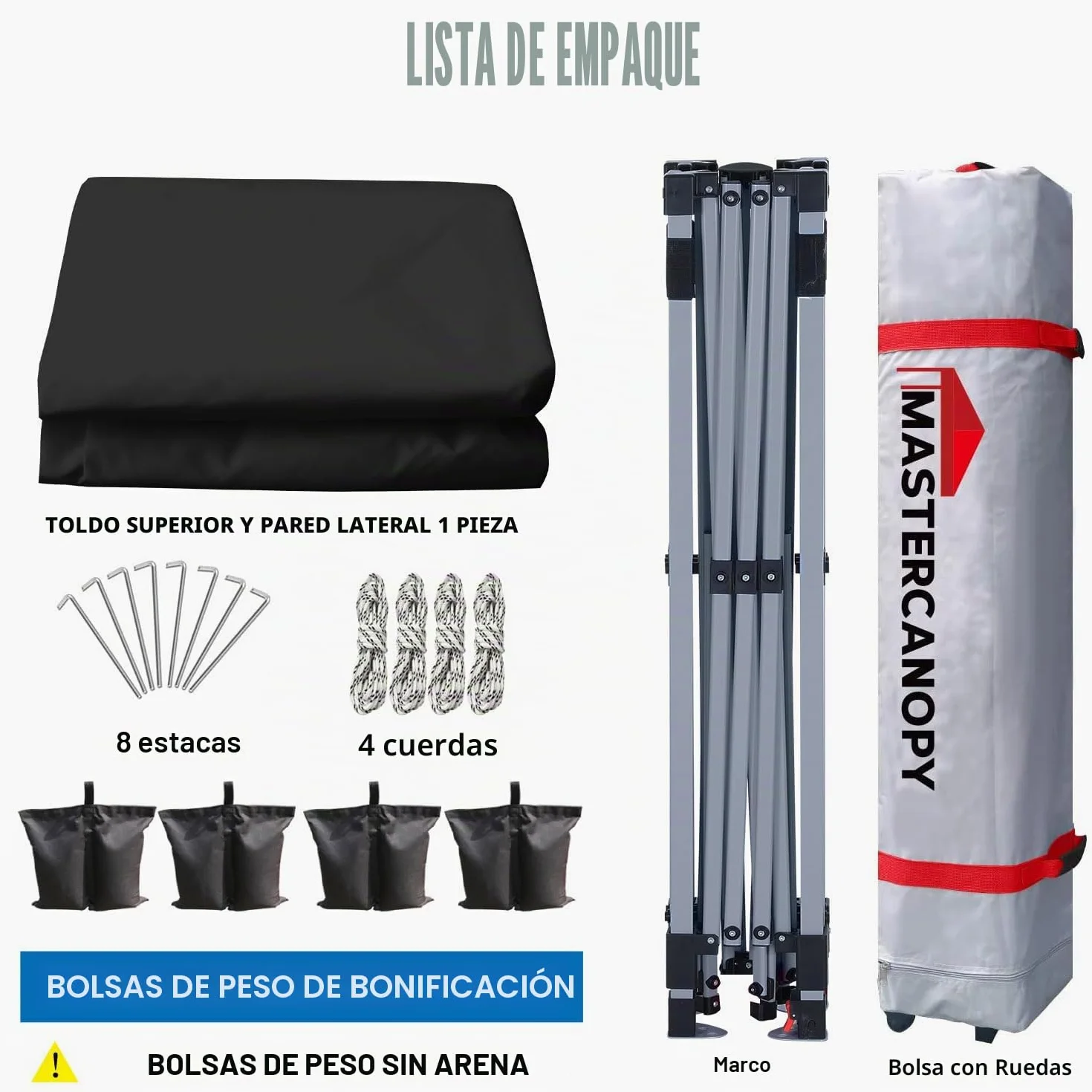 MasterCanopy Durable Ez - Tienda de campaña desplegable con 1 Pared Lateral (3 x 3 m, Negro)