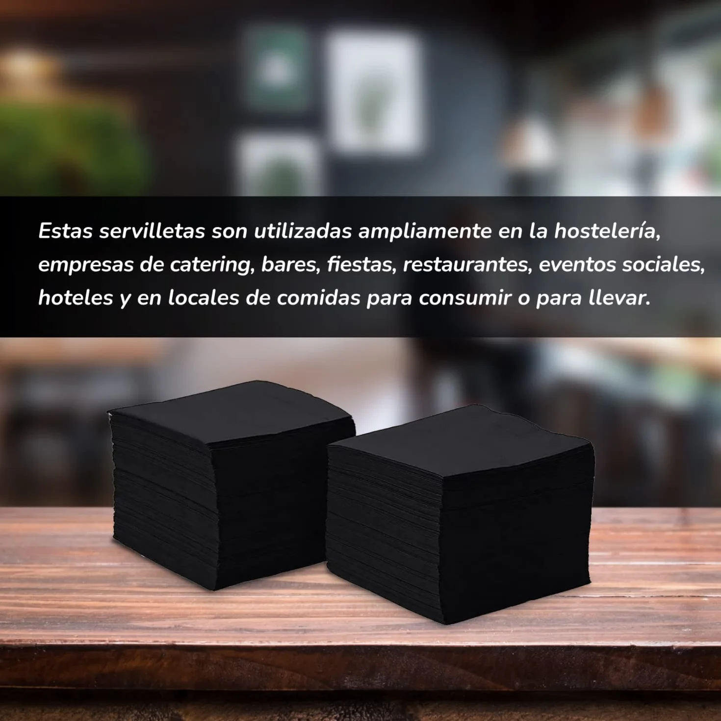 Pack 600 Servilletas de Papel Desechables Negras 10x10 cm - Hostelnovo