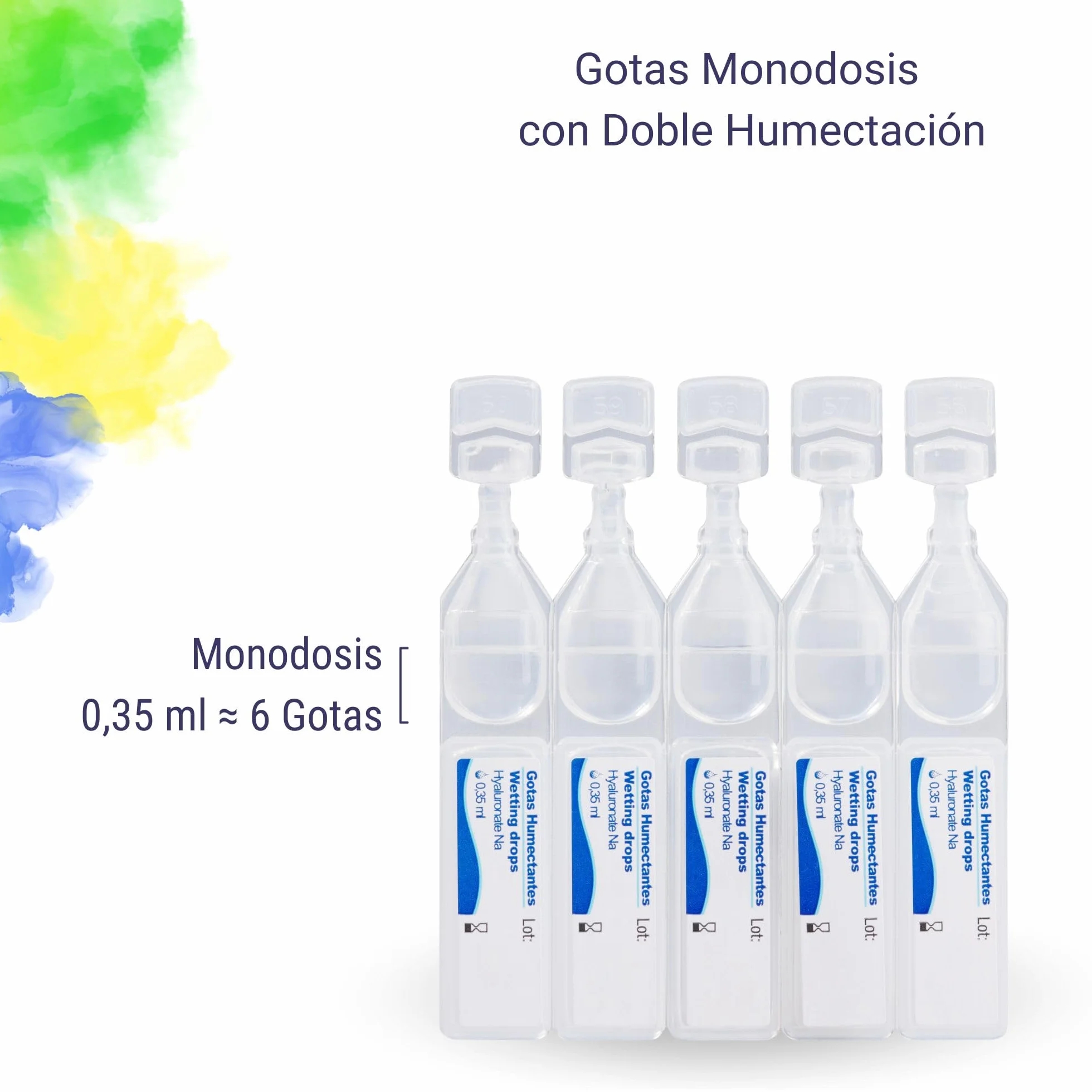 Gotas Ojos Secos Monodosis con Ácido Hialurónico e Hidroxietilcelulosa, 20 Viales 0,35 ml