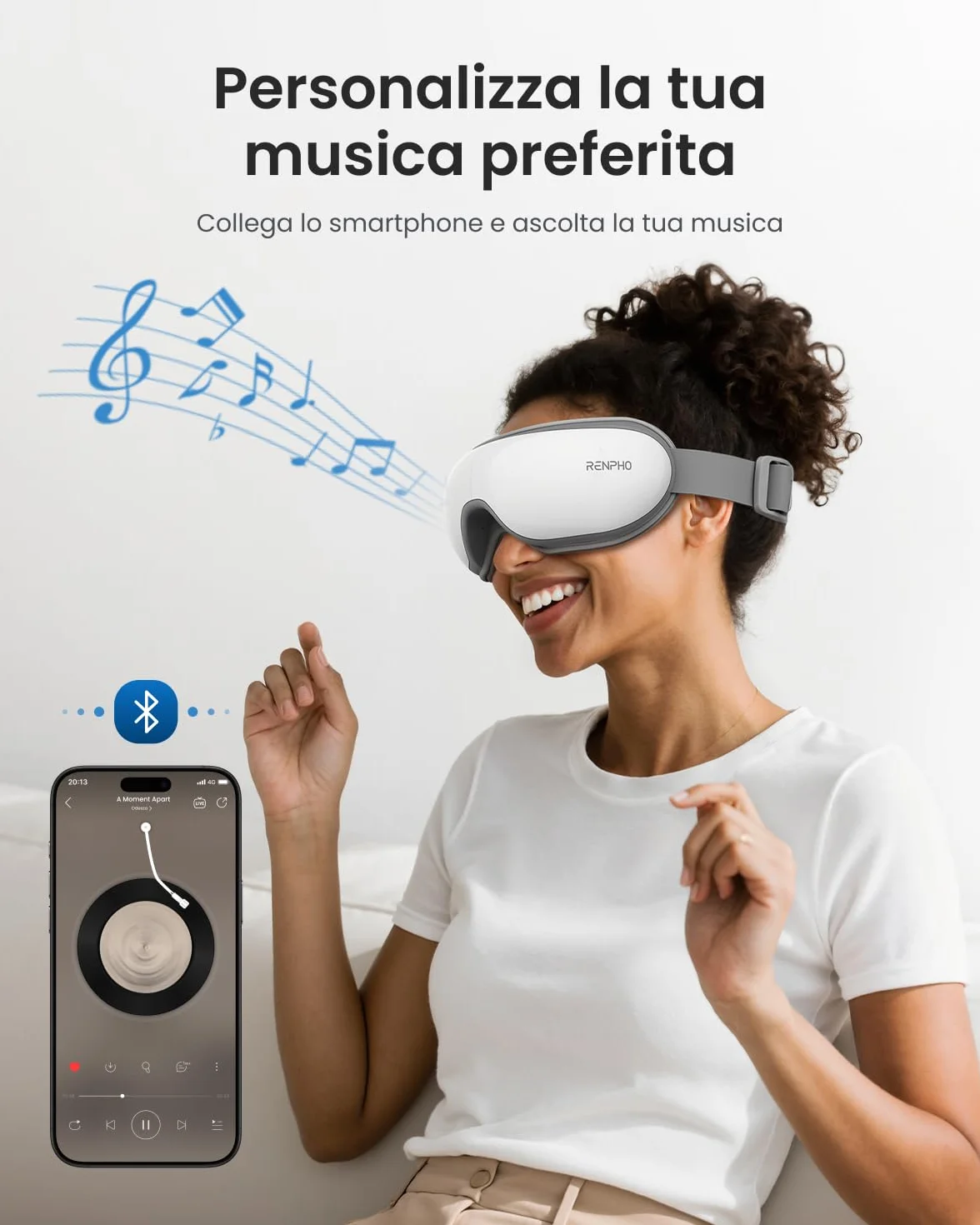 RENPHO Eyeris 1 Masajeador de ojos con calor Bluetooth Plegable para aliviar tensión ocular